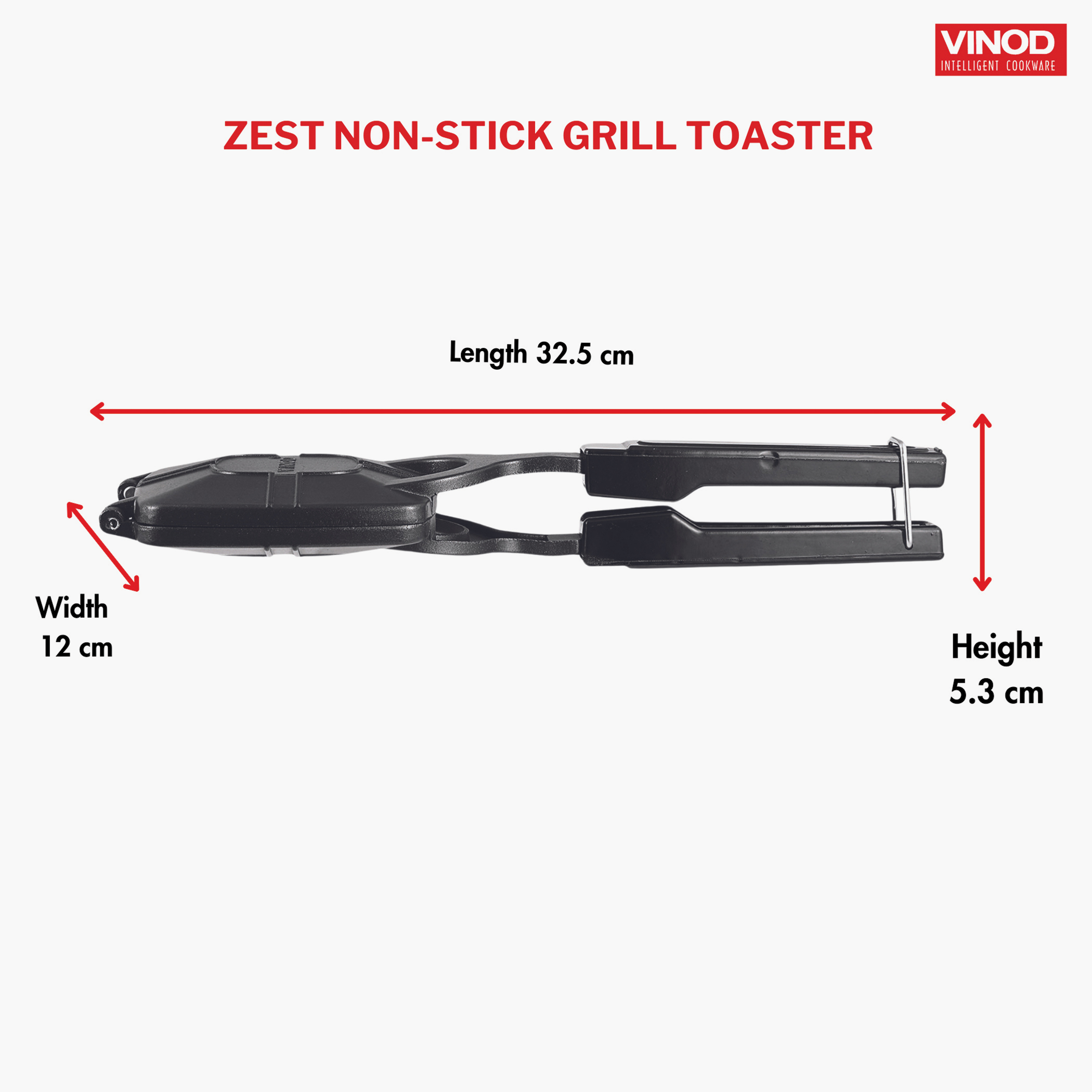 VINOD Zest Aluminium Non-Stick Grill Toaster in Black