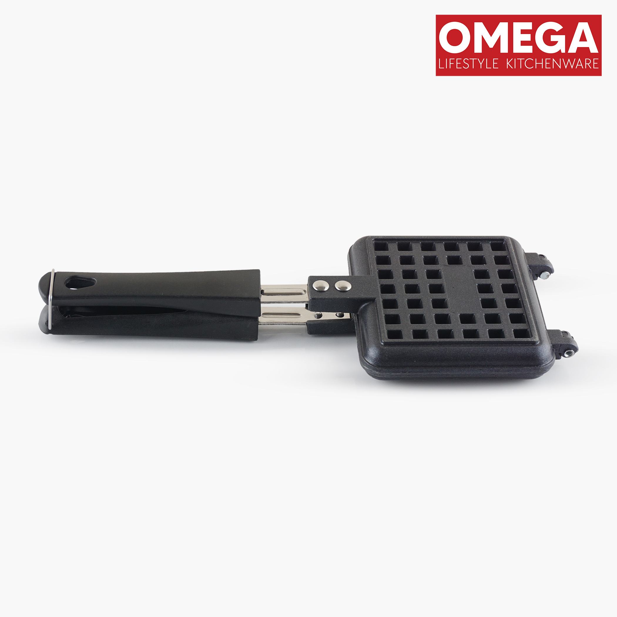 OMEGA Aluminium Non-Stick Waffle Maker in Black