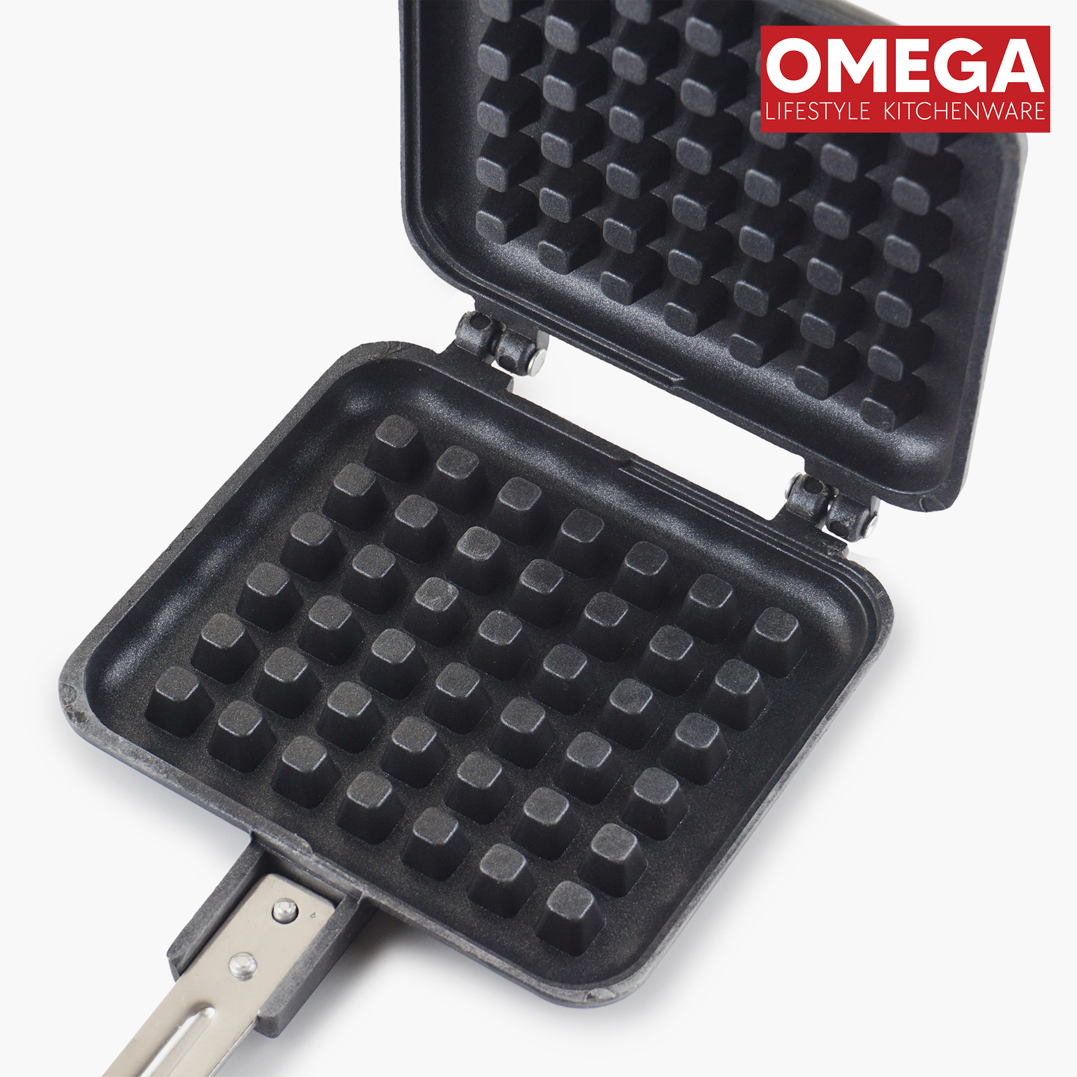 OMEGA Aluminium Non-Stick Waffle Maker in Black