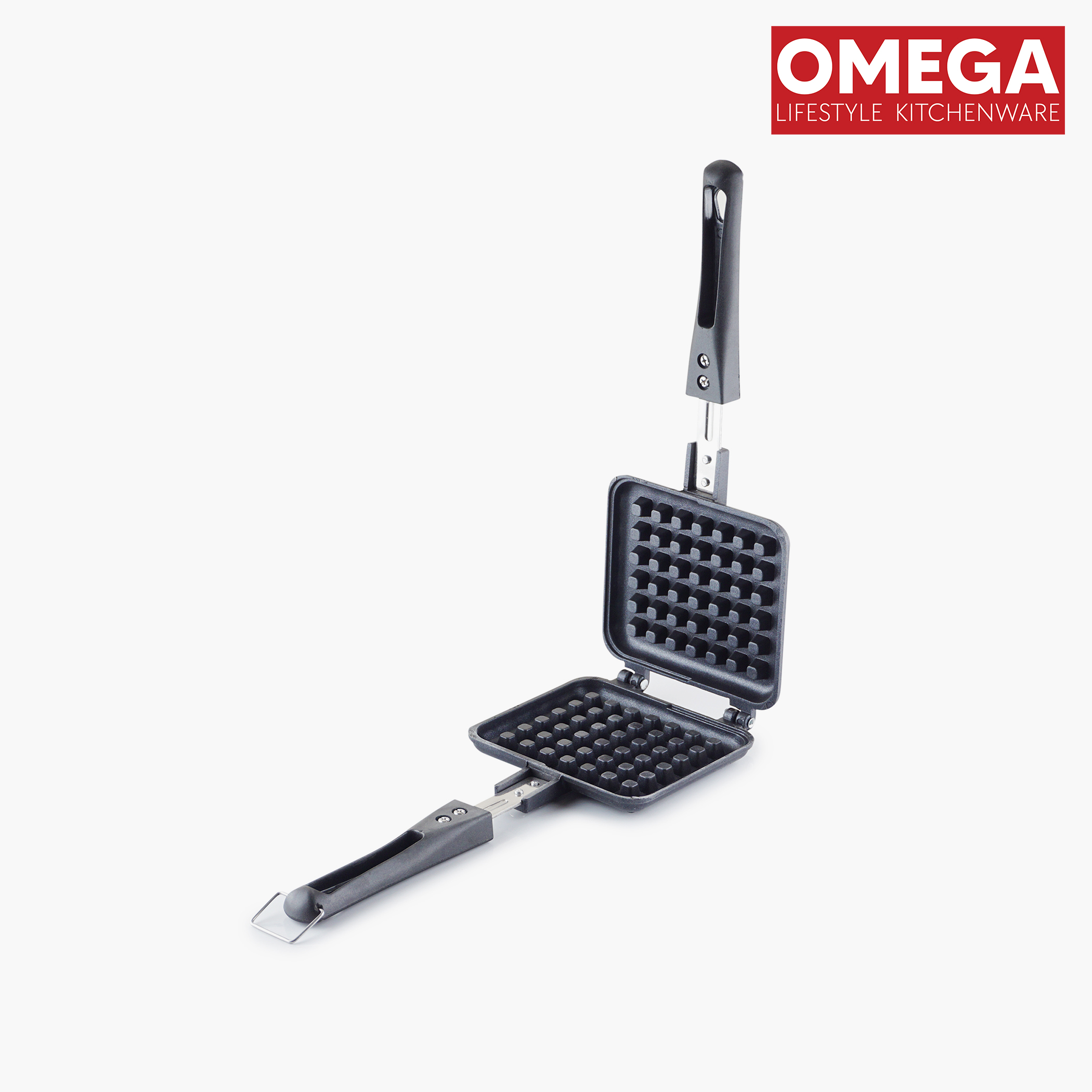 OMEGA Aluminium Non-Stick Waffle Maker in Black