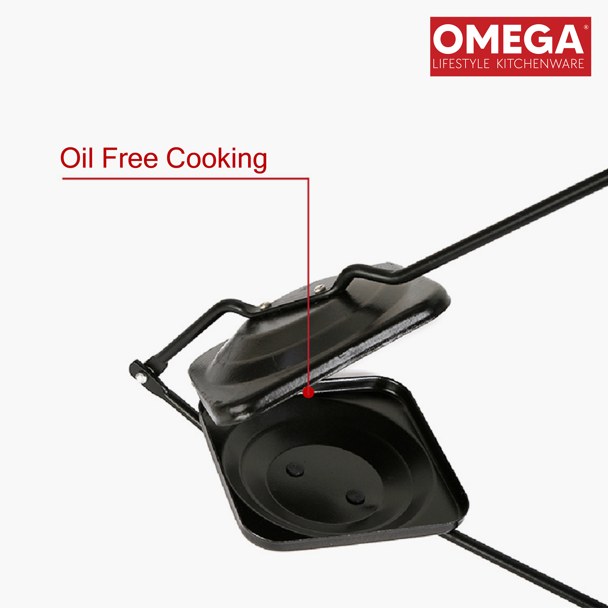 OMEGA Aluminium Non-Stick Sandwich Toaster in Black