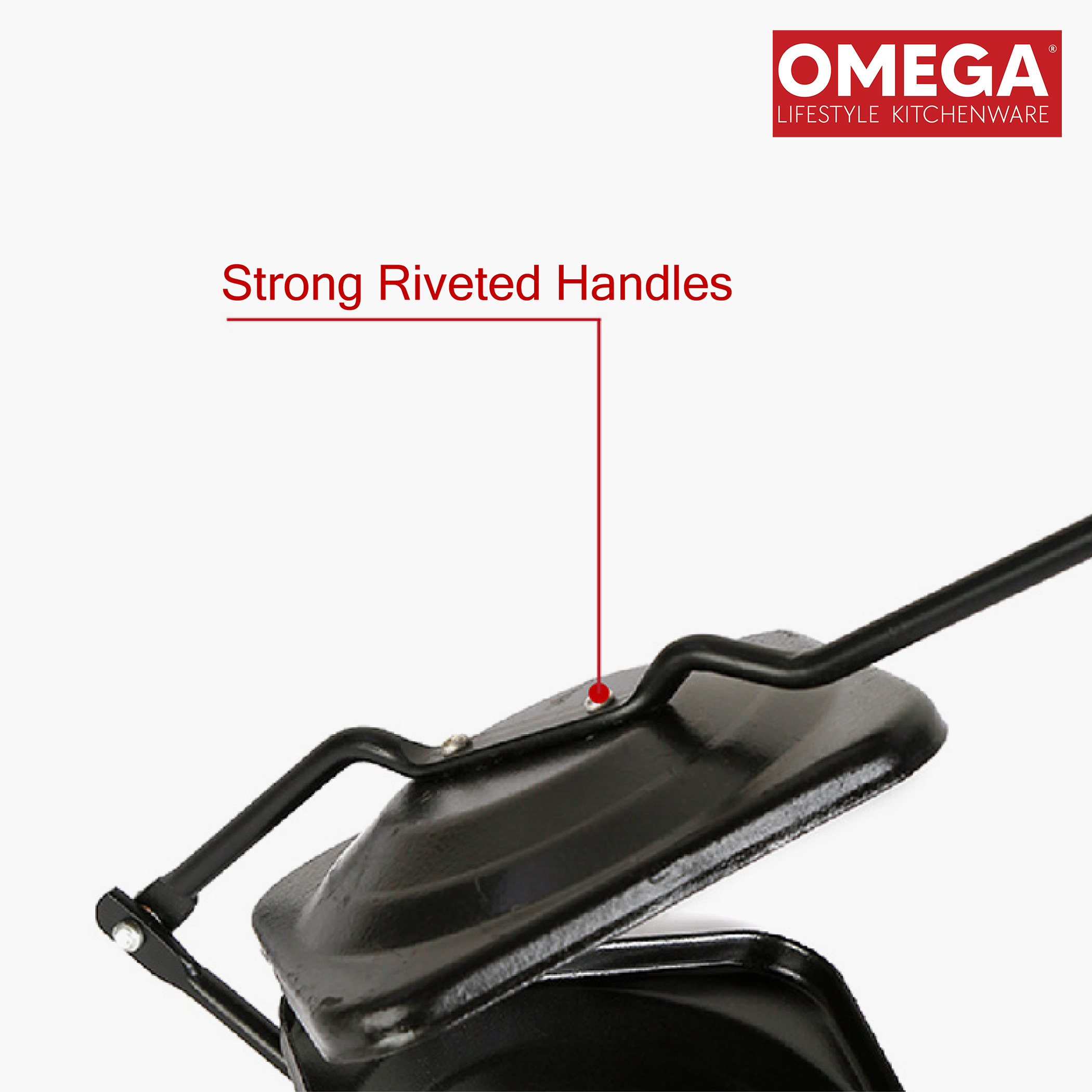 OMEGA Aluminium Non-Stick Sandwich Toaster in Black