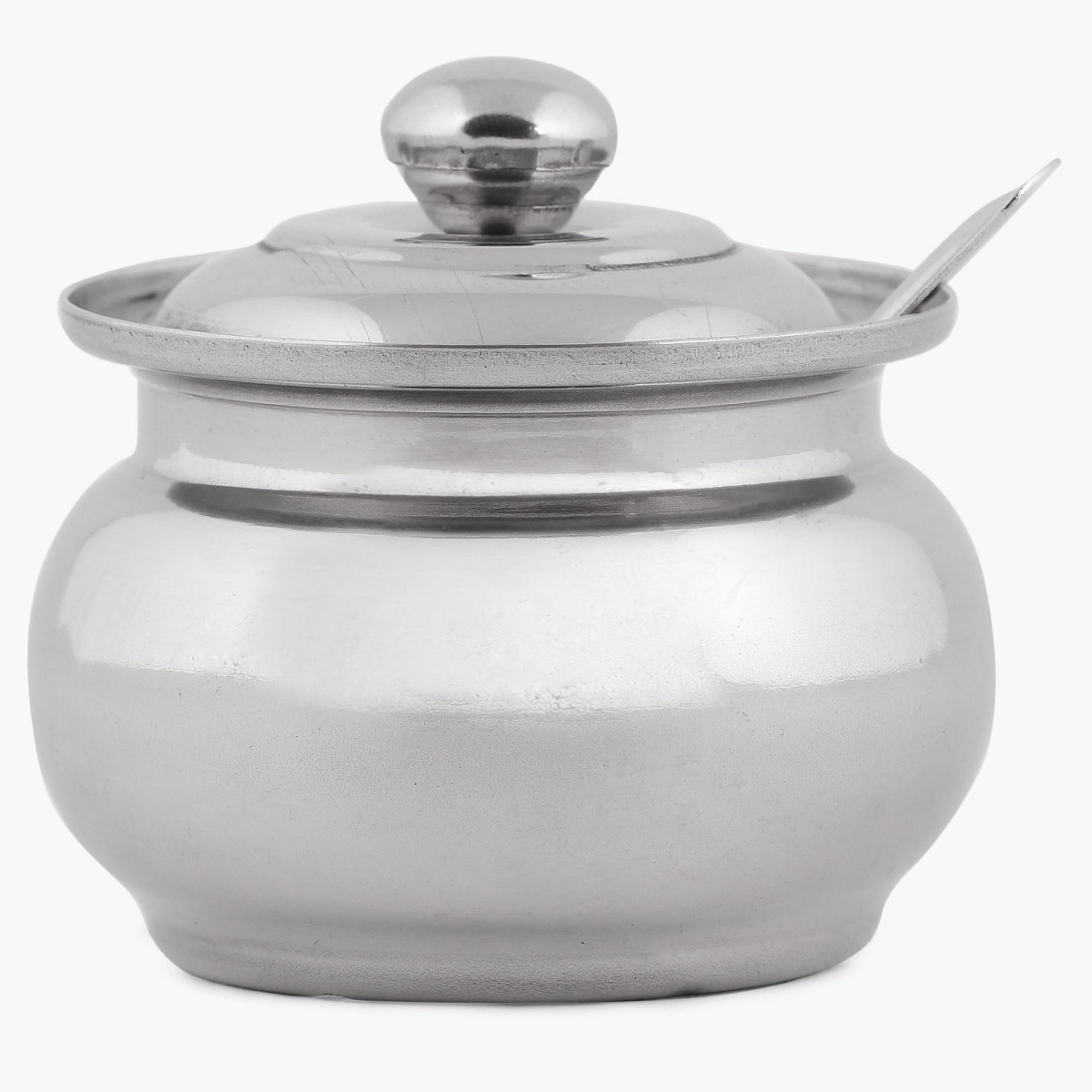 Glovia Stainless Steel Pot and Spoon - 7.5cm in Silver