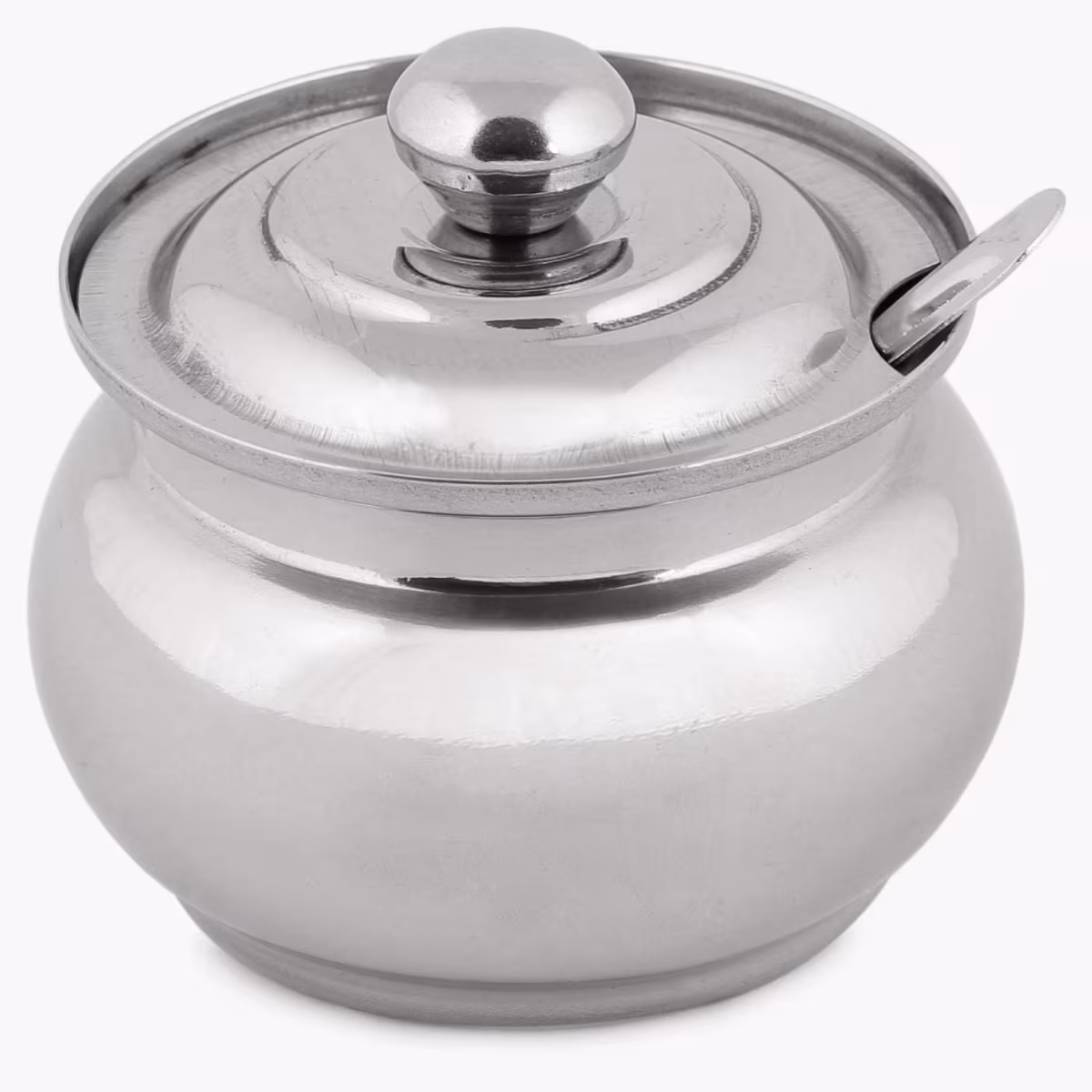 Glovia Stainless Steel Pot and Spoon - 7.5cm in Silver