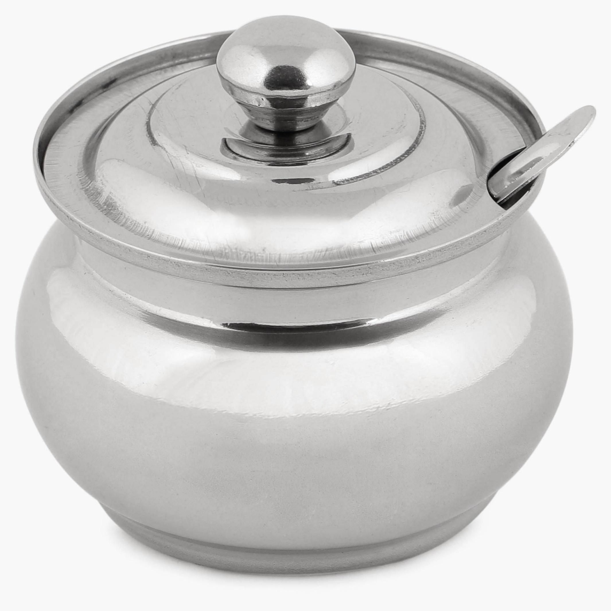 Glovia Stainless Steel Pot and Spoon - 7.5cm in Silver