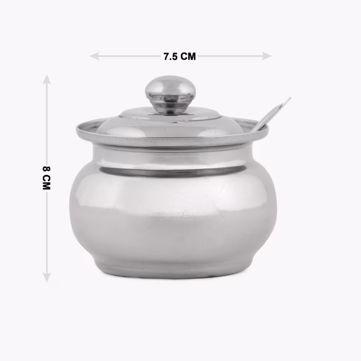 Glovia Stainless Steel Pot and Spoon - 7.5cm in Silver