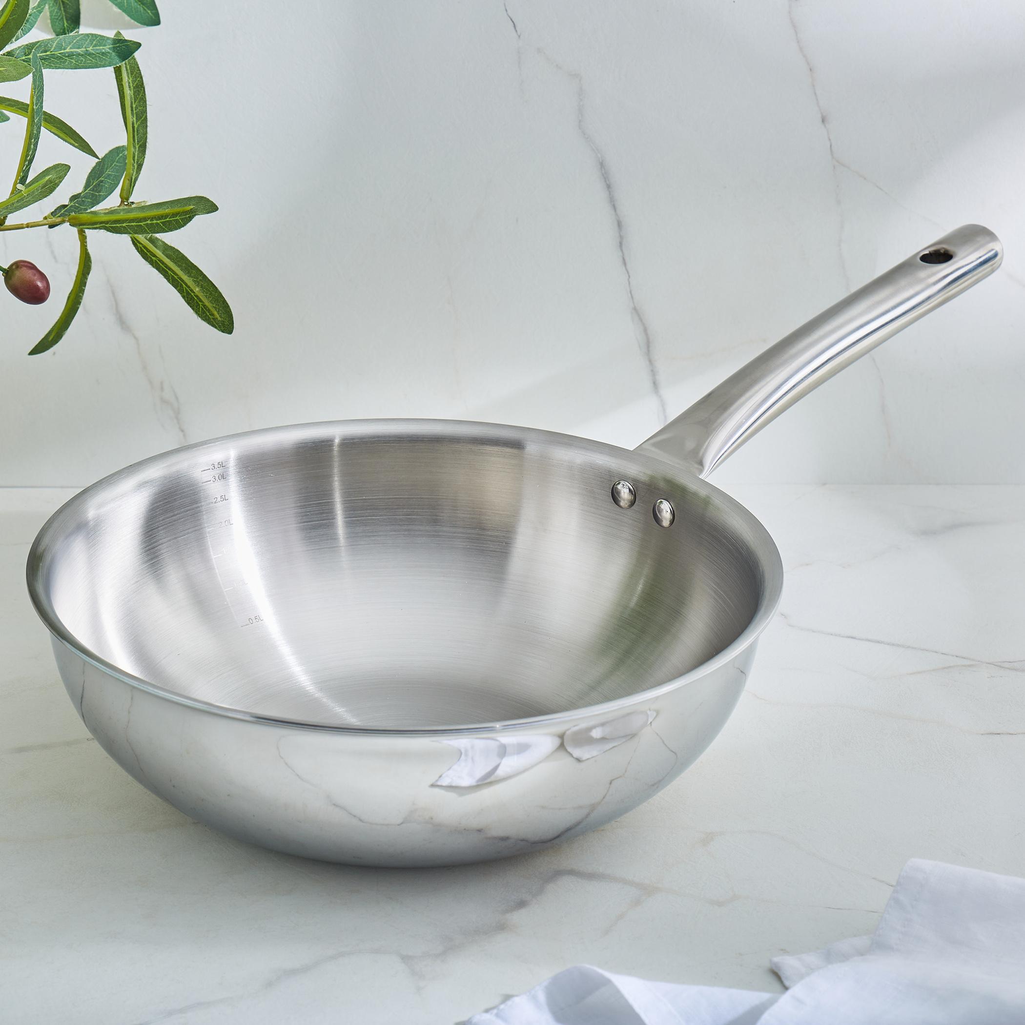 Valeria Carin Stainless Steel Induction Compatible Wok - 3.8L in Silver