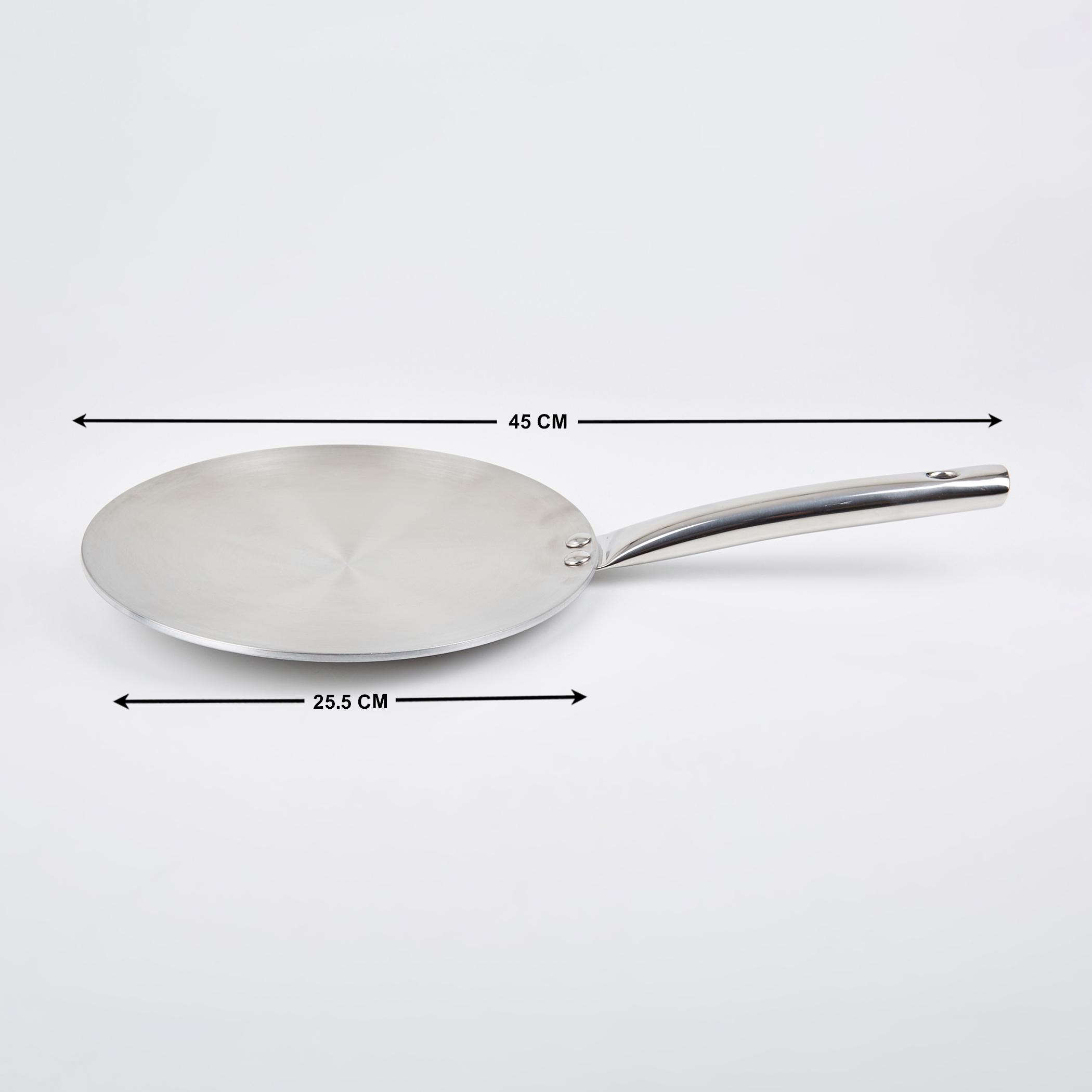 Valeria Carin Stainless Steel Induction Compatible Induction Compatible Concave Tawa - 25.5cm in Silver