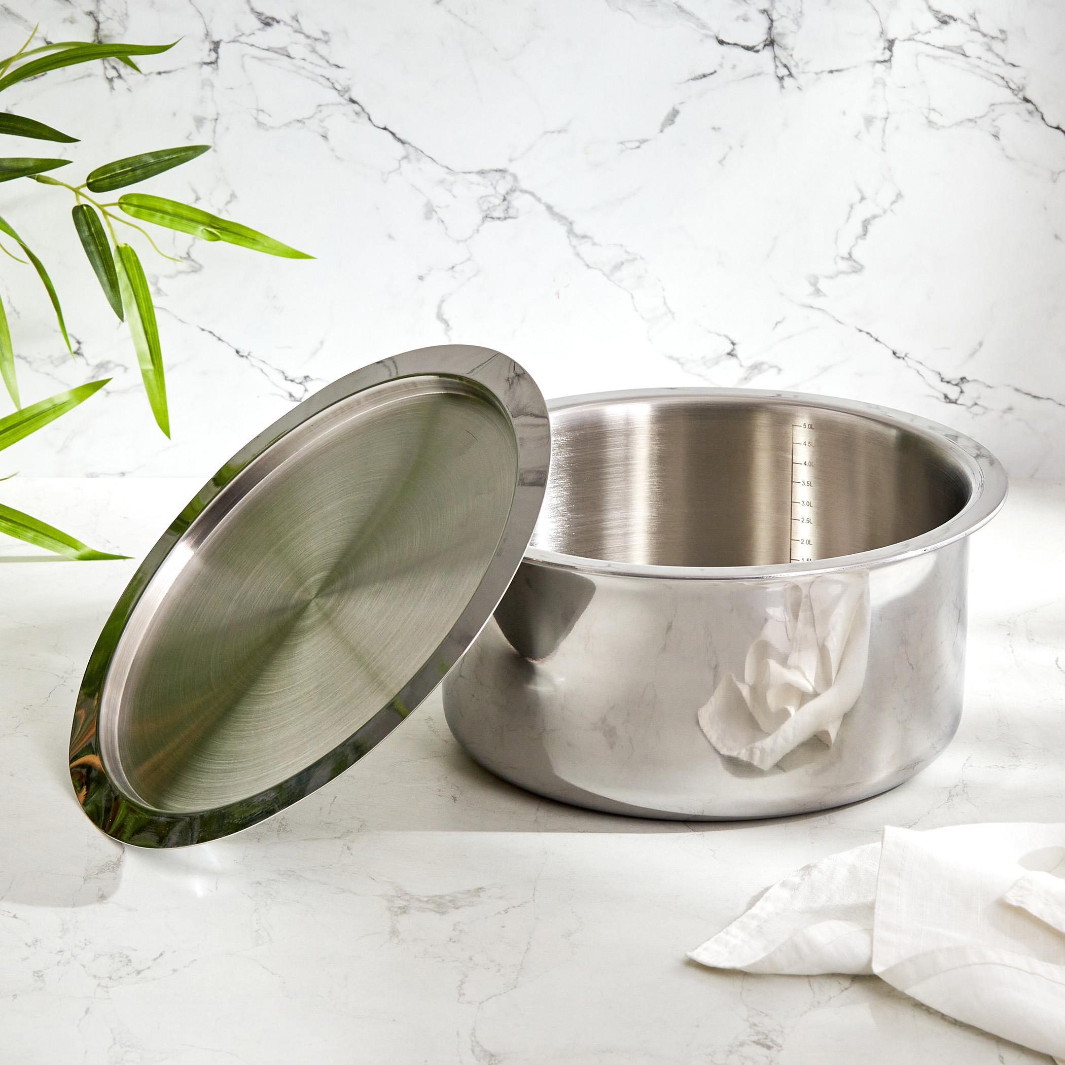 Valeria Carin Stainless Steel Induction Compatible Tope with Lid - 5L in Silver
