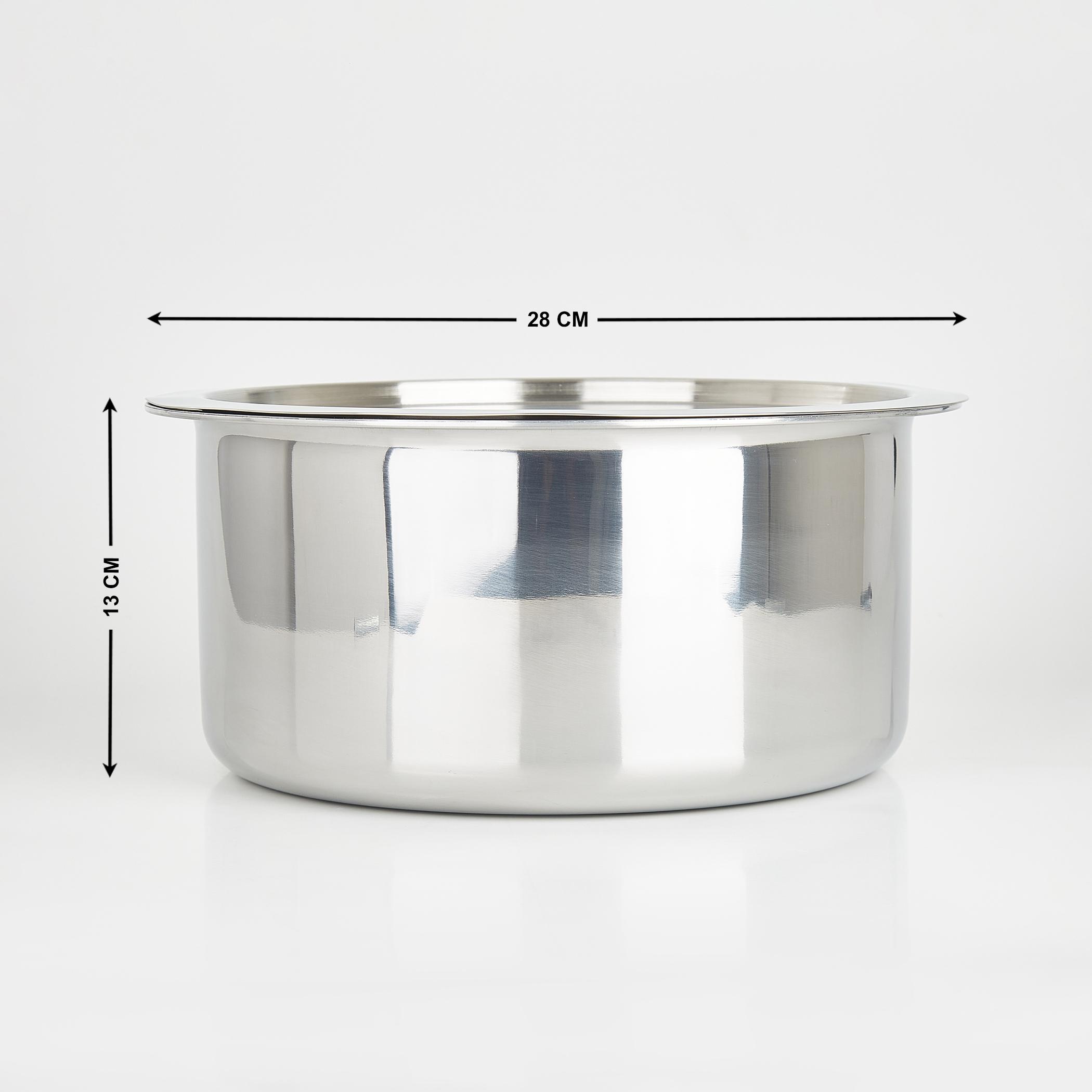 Valeria Carin Stainless Steel Induction Compatible Tope with Lid - 5L in Silver