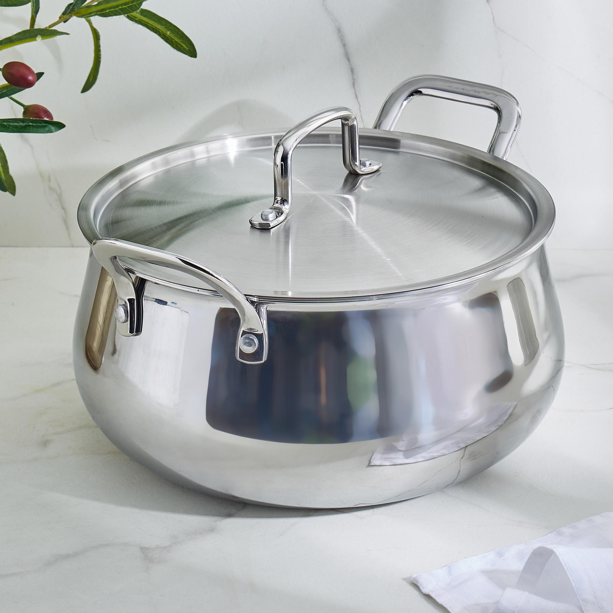 Valeria Carin Stainless Steel Induction Compatible Handi with Lid - 6.8L in Silver