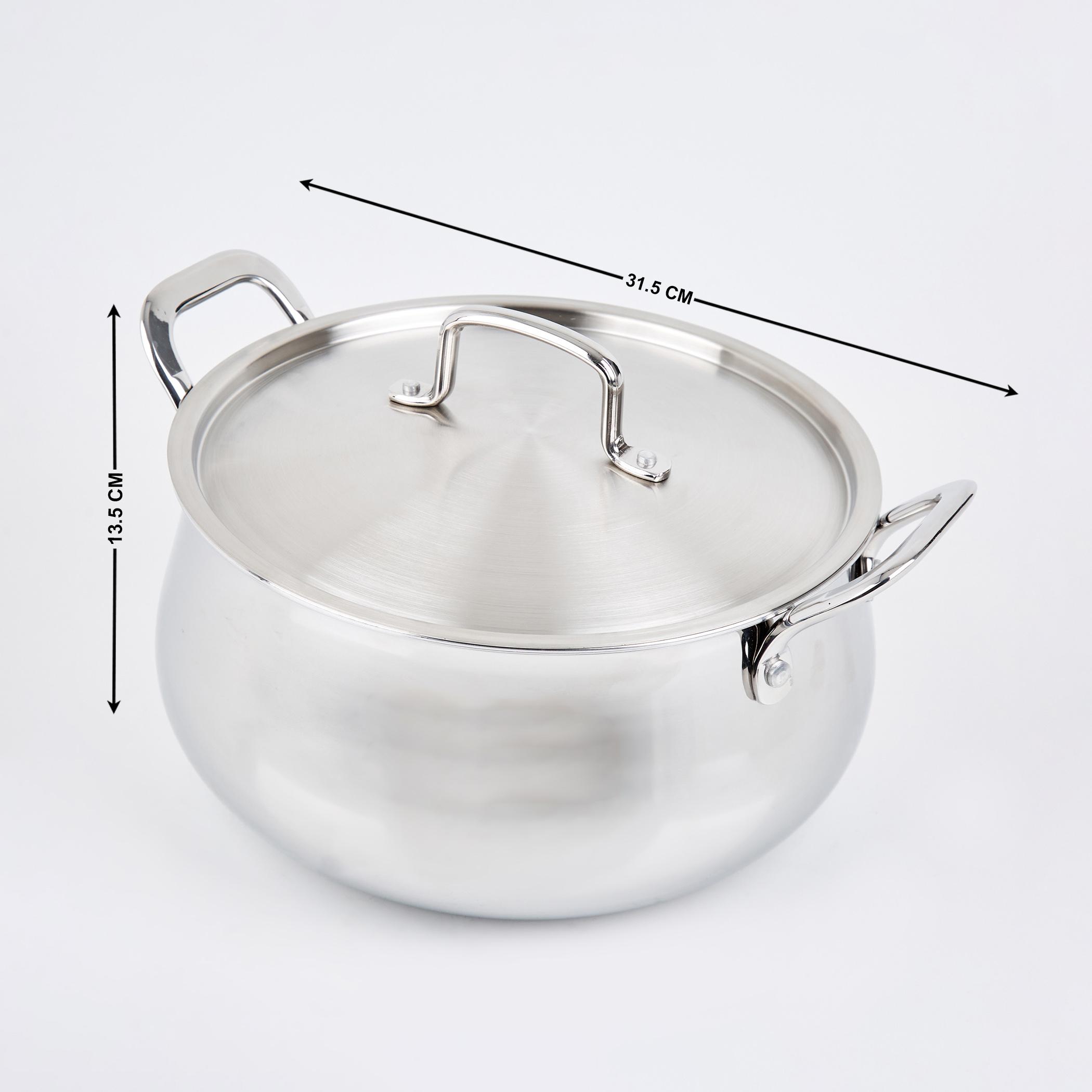Valeria Carin Stainless Steel Induction Compatible Handi with Lid - 6.8L in Silver