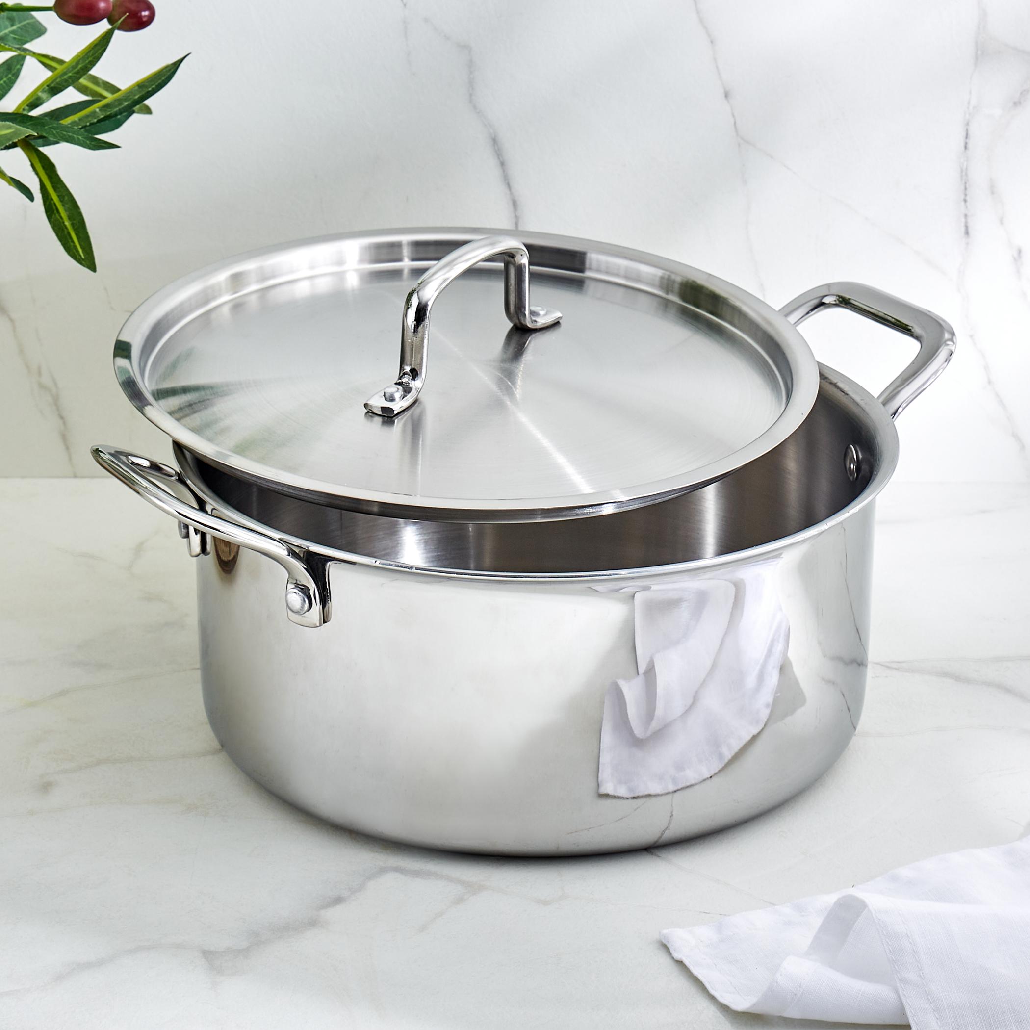Valeria Carin Stainless Steel Induction Compatible Induction Compatible Casserole with Lid - 5.6L in Silver