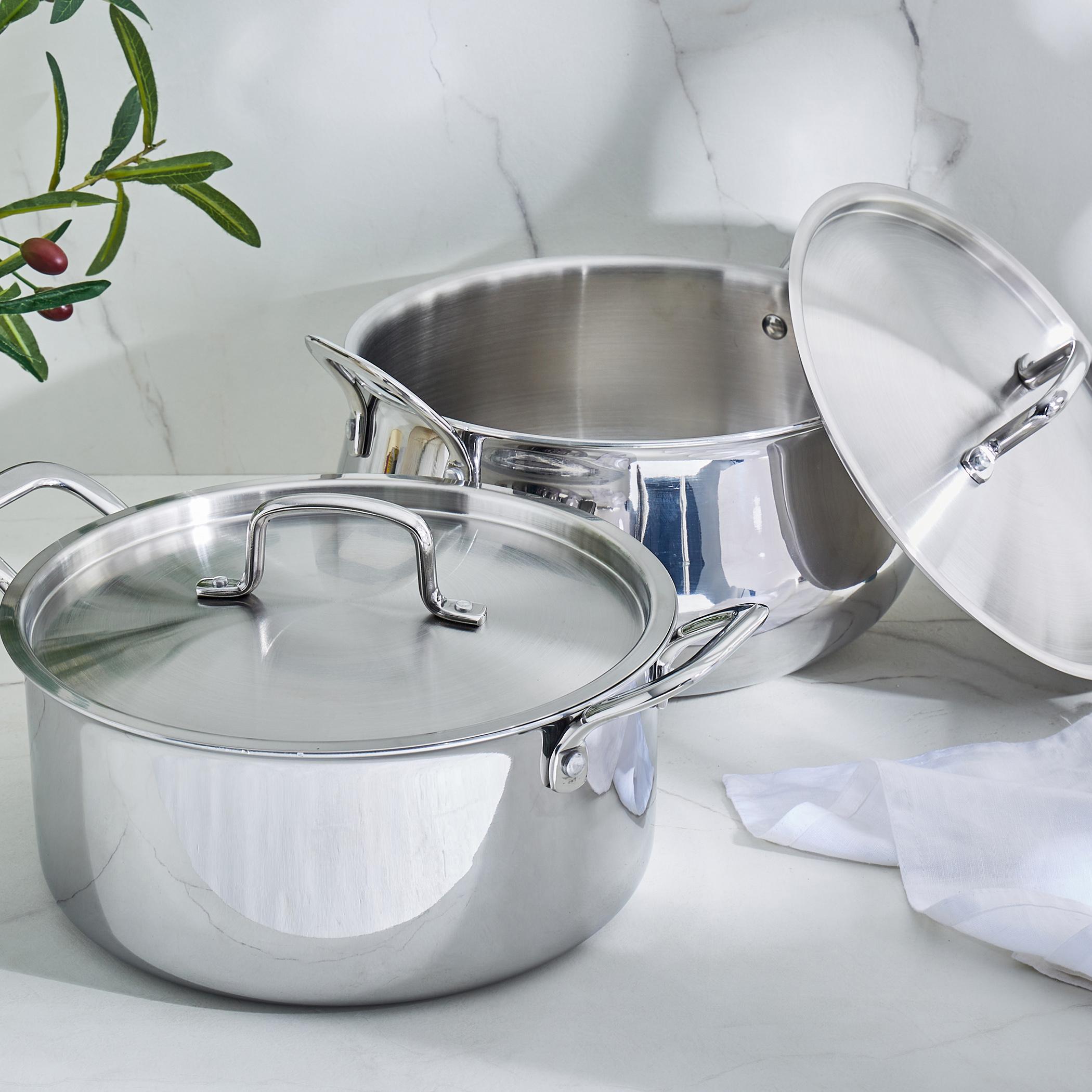 Valeria Carin Stainless Steel Induction Compatible Induction Compatible Casserole with Lid - 5.6L in Silver