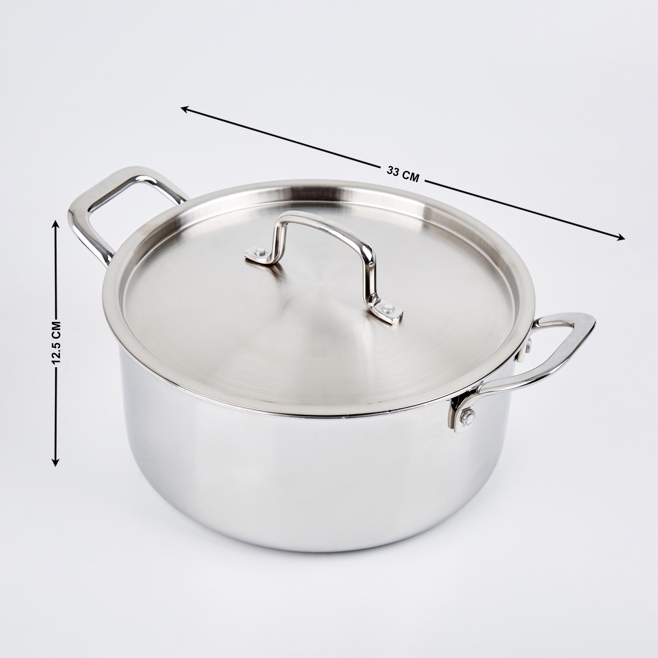 Valeria Carin Stainless Steel Induction Compatible Induction Compatible Casserole with Lid - 5.6L in Silver