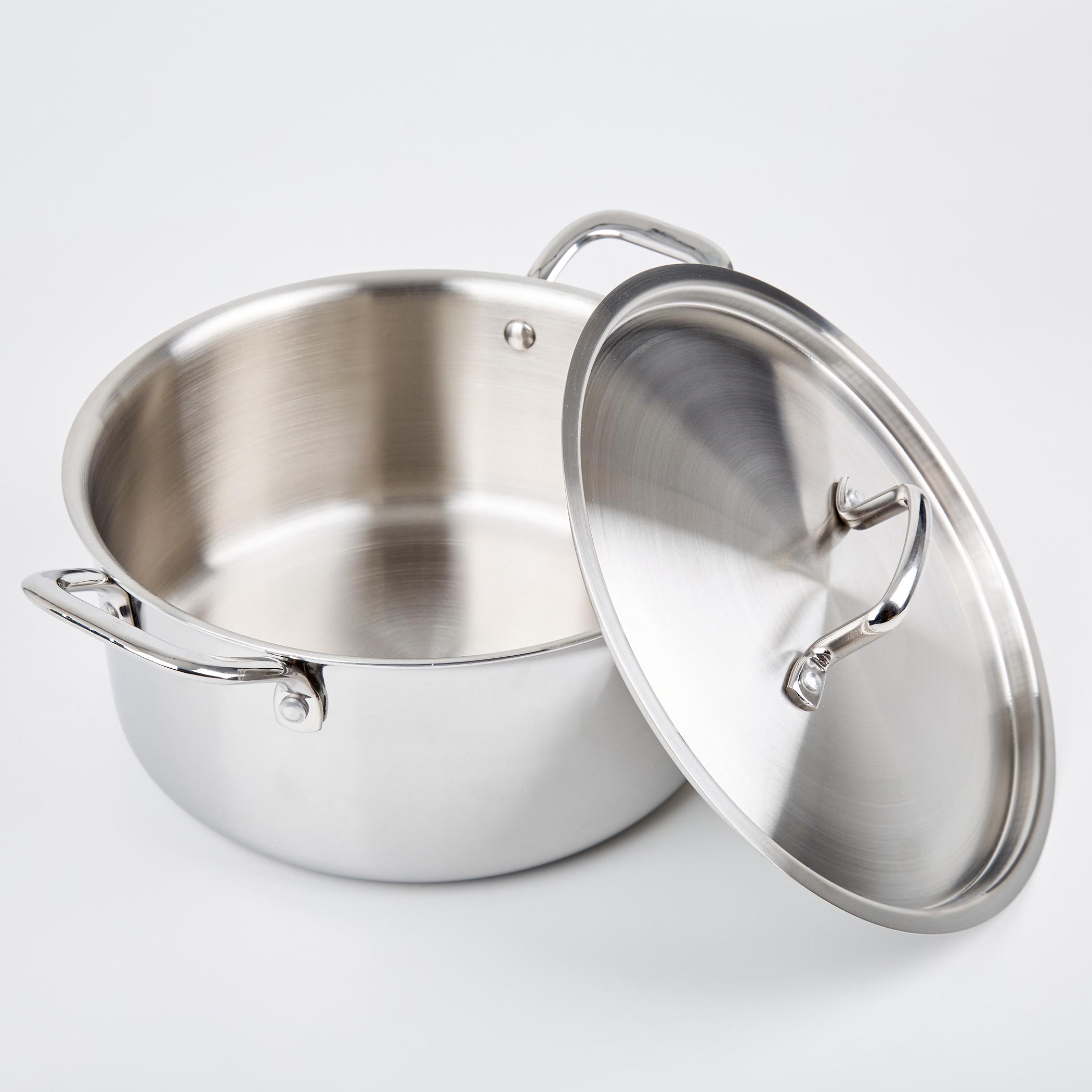 Valeria Carin Stainless Steel Induction Compatible Induction Compatible Casserole with Lid - 5.6L in Silver