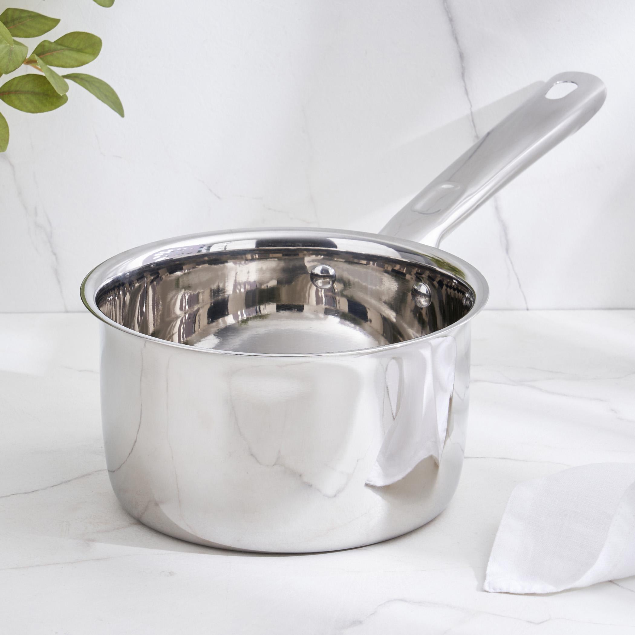 Adalyn Grit Stainless Steel Induction Compatible Milk Pan - 1.5L in Silver