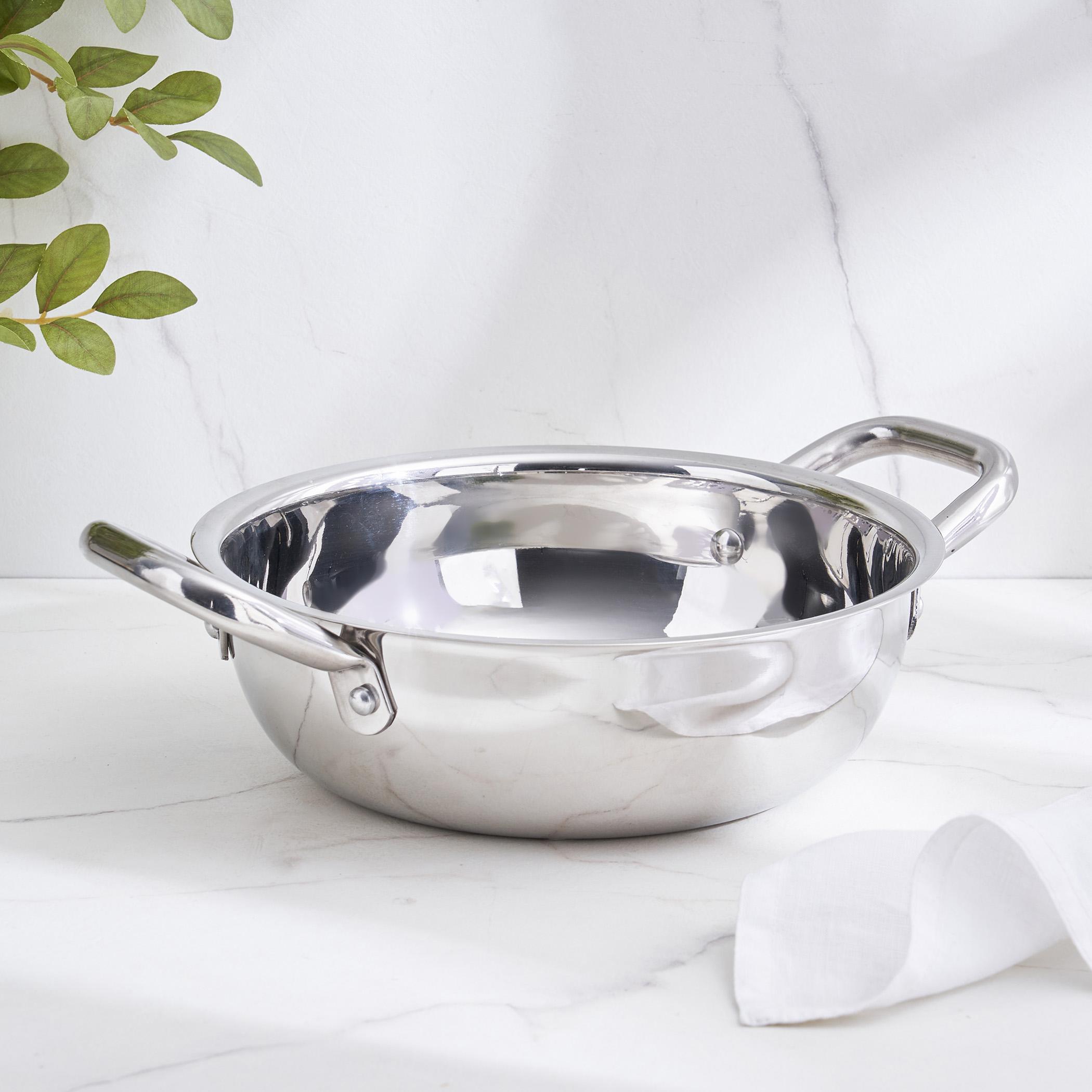 Adalyn Grit Stainless Steel Induction Compatible Kadhai - 1.5L in Silver