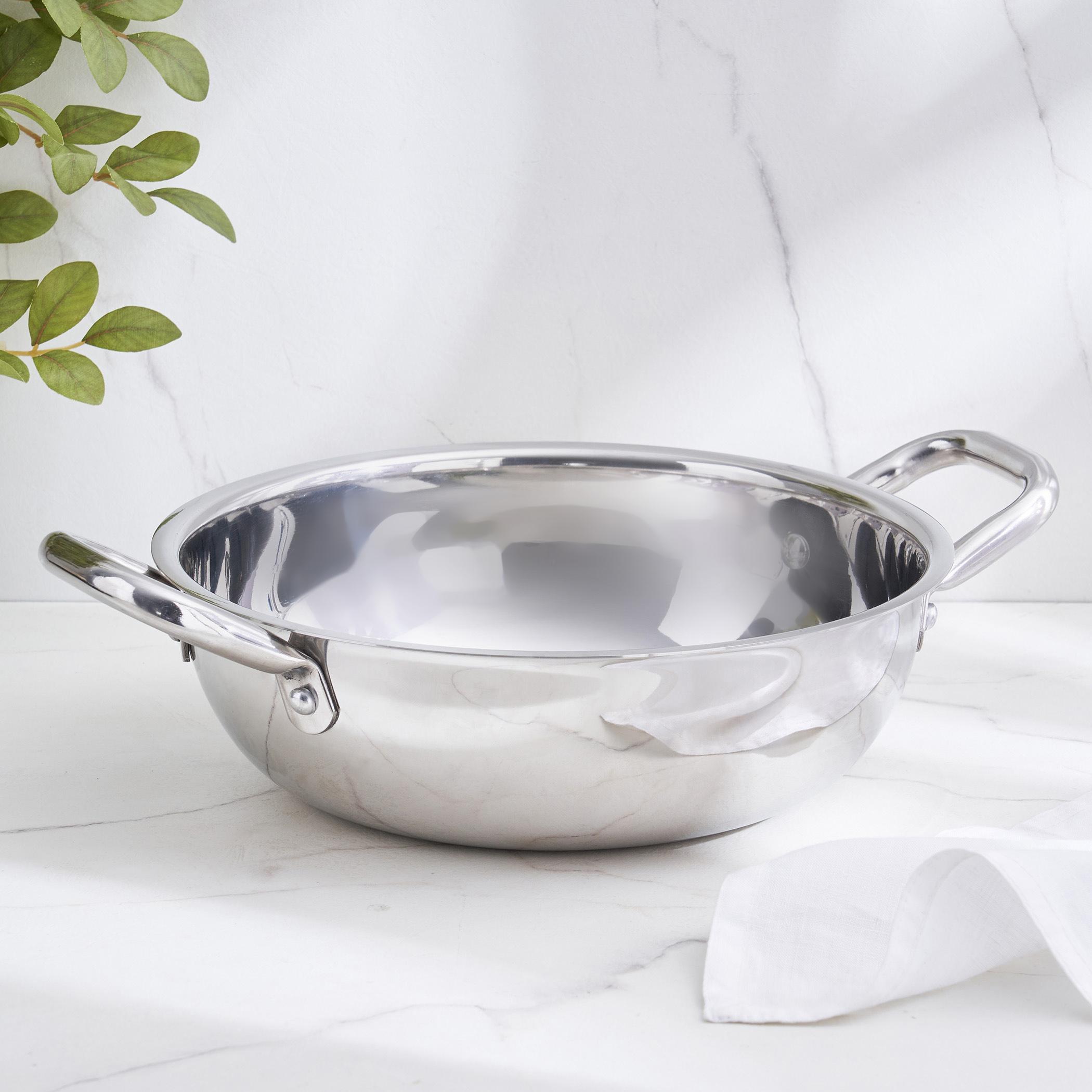 Adalyn Grit Stainless Steel Induction Compatible Kadhai - 2.5L in Silver