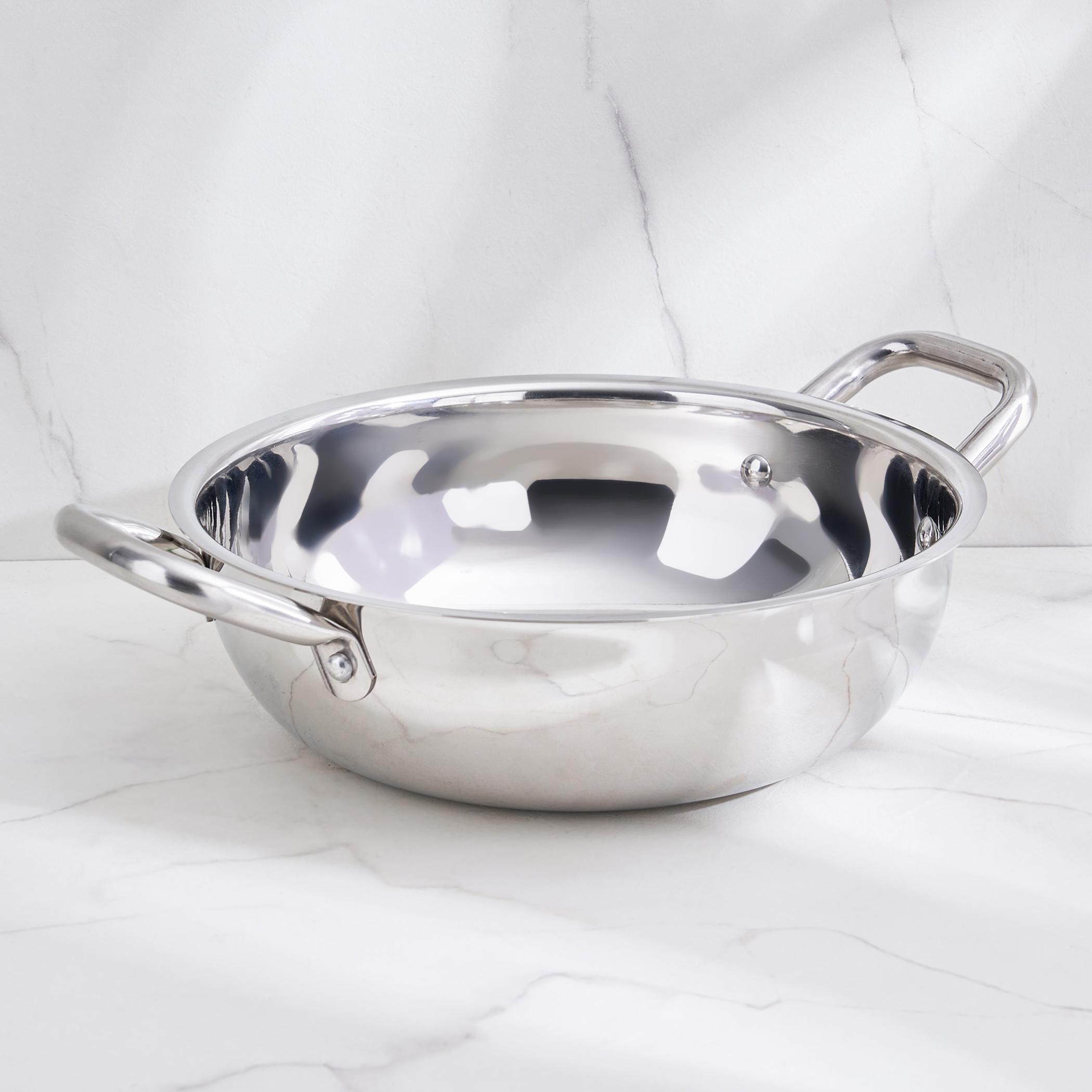 Adalyn Grit Stainless Steel Induction Compatible Kadhai - 2.5L in Silver