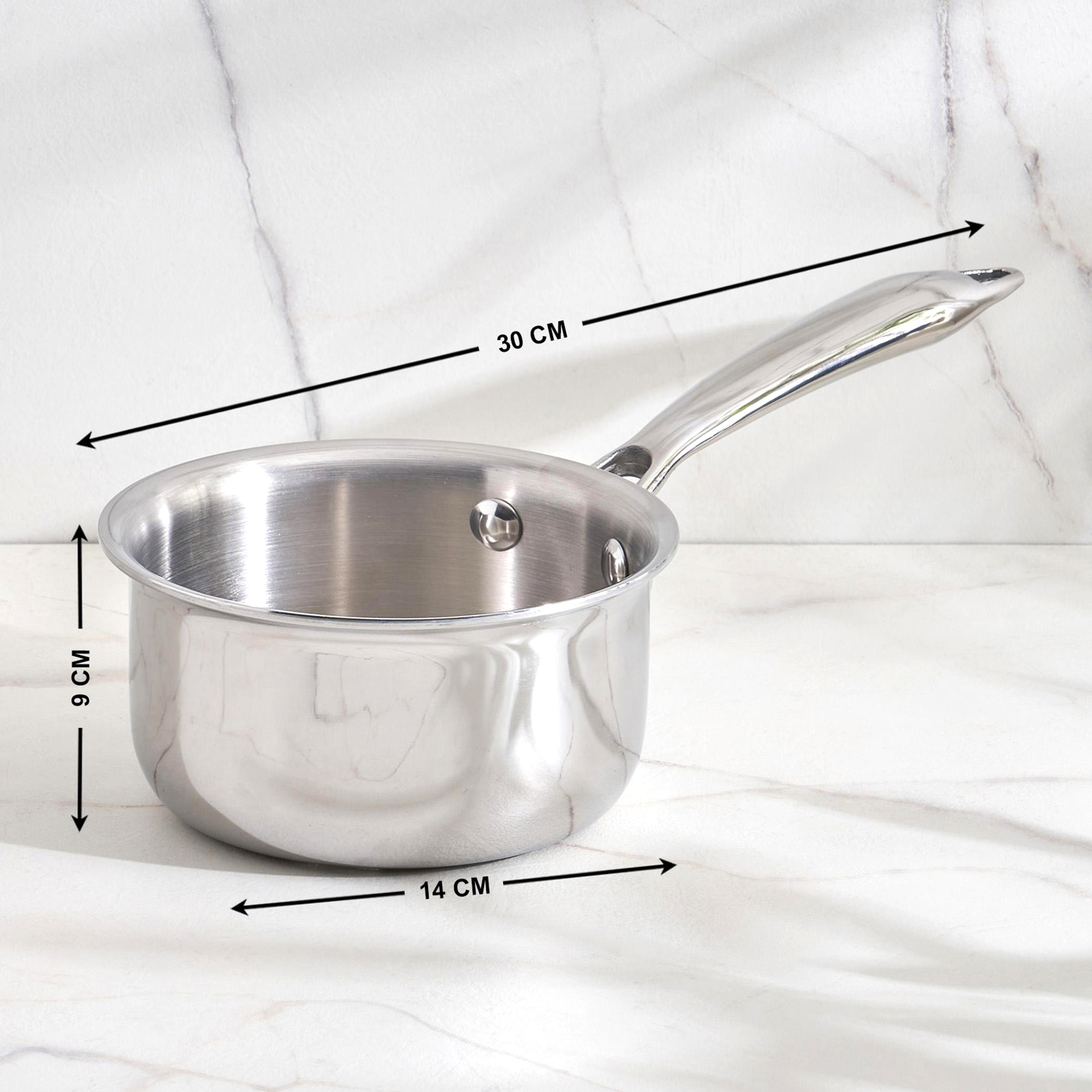 Valeria Carin Stainless Steel Induction Compatible Milk Pan - 12cm in Silver