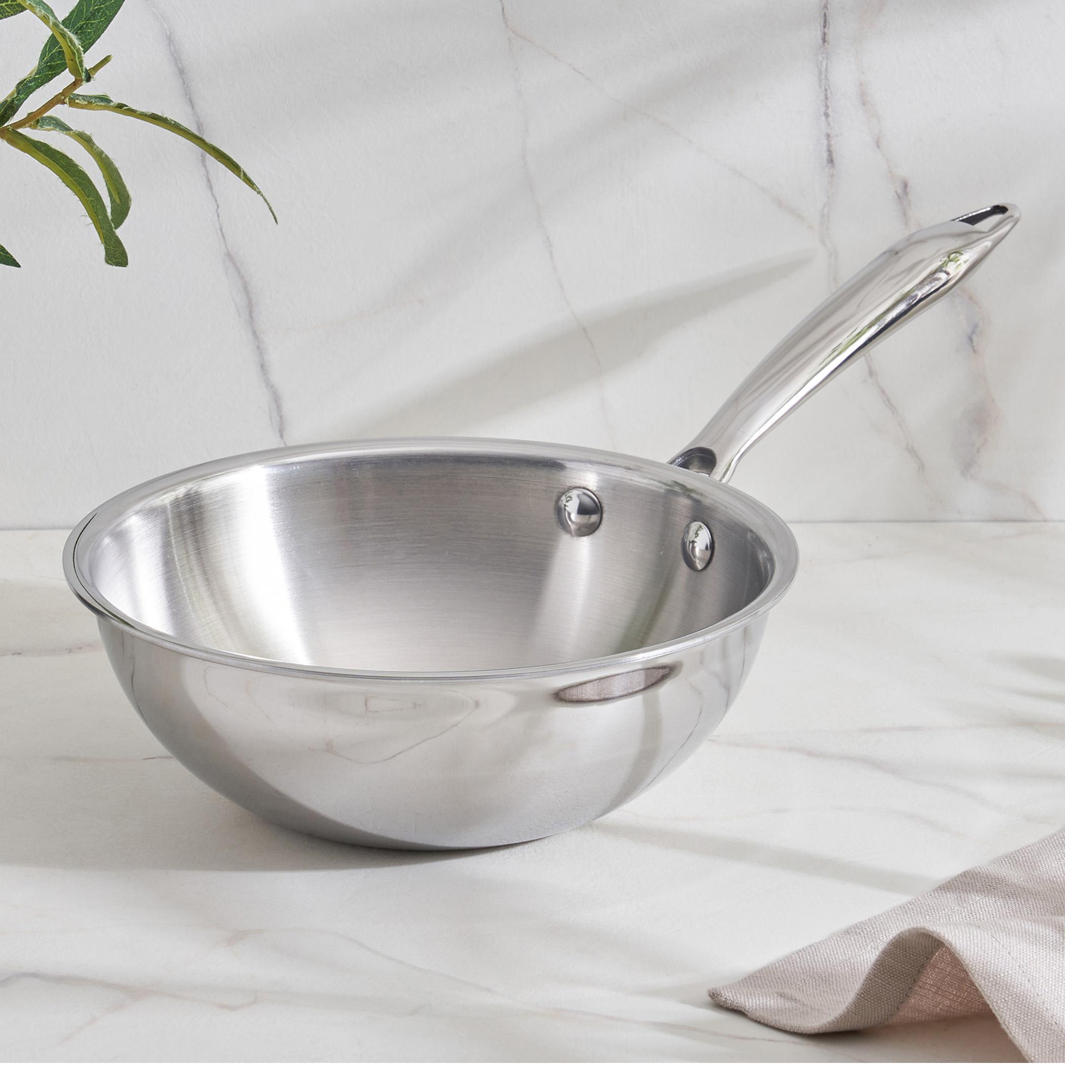Valeria Carin Tri-Ply Stainless Steel Induction Compatible Mini Wok - 1.3L in Silver