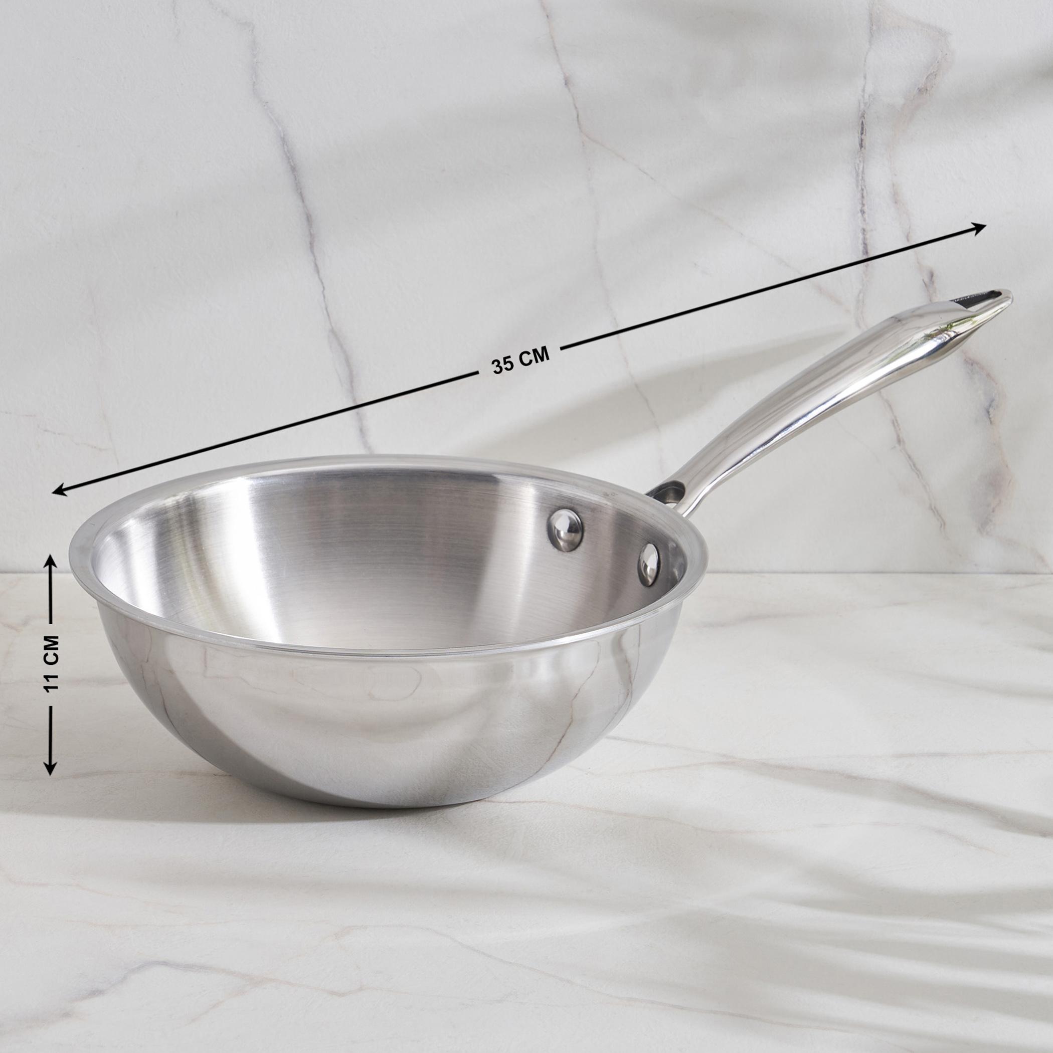 Valeria Carin Tri-Ply Stainless Steel Induction Compatible Mini Wok - 1.3L in Silver