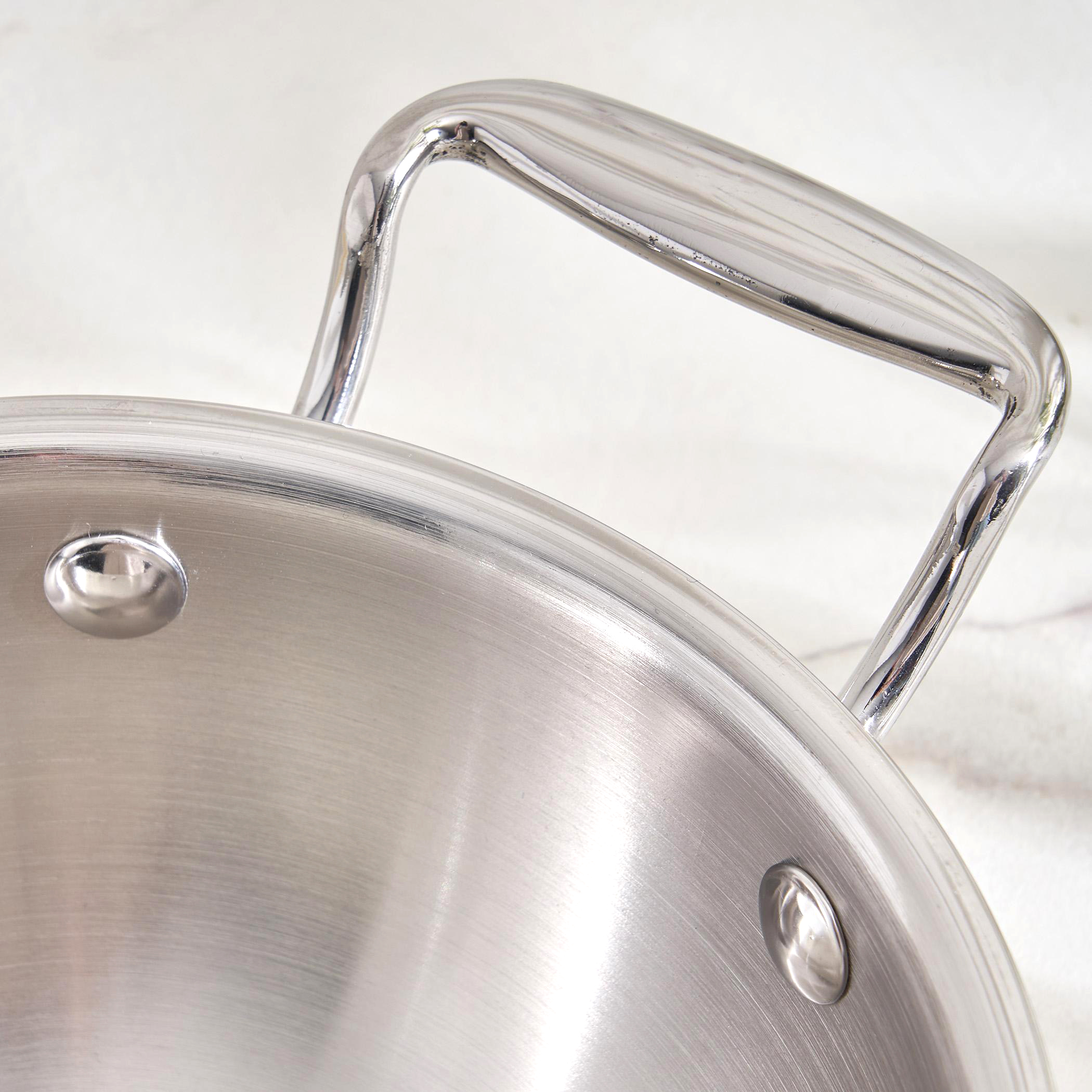 Valeria Carin Stainless Steel Induction Compatible Kadhai with Lid - 16cm in Silver