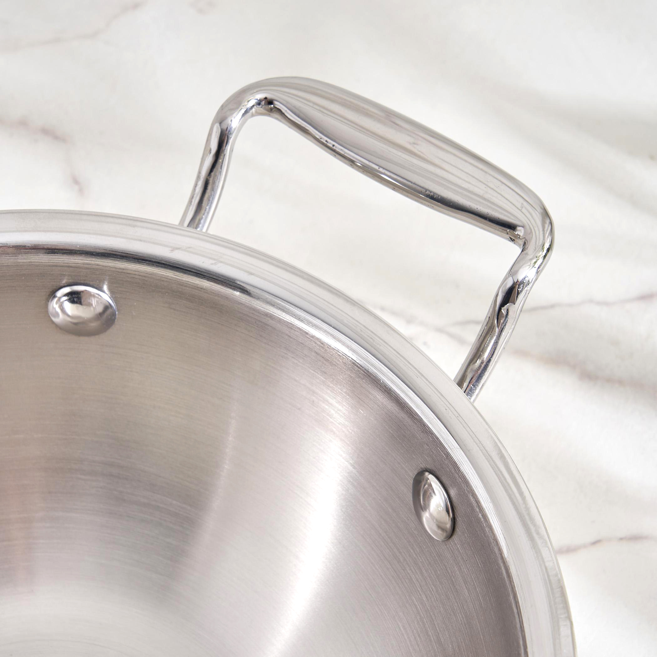 Valeria Carin Stainless Steel Induction Compatible Kadhai with Lid - 18cm in Silver