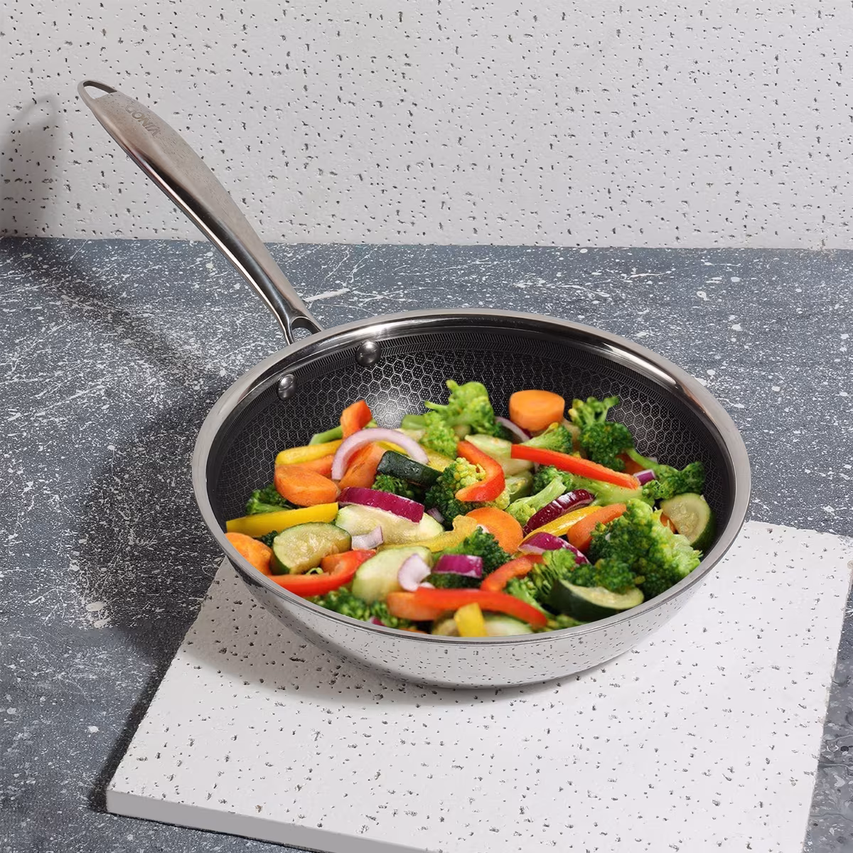 VINOD Platinum Triply Stainless Steel SAS Pro Fry Pan - 20 cm in Silver