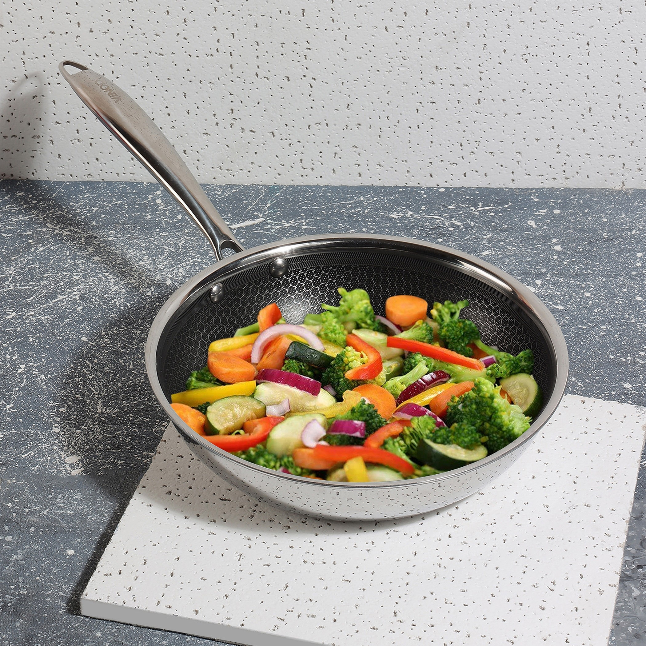 VINOD Platinum Triply Stainless Steel SAS Pro Fry Pan - 20 cm in Silver