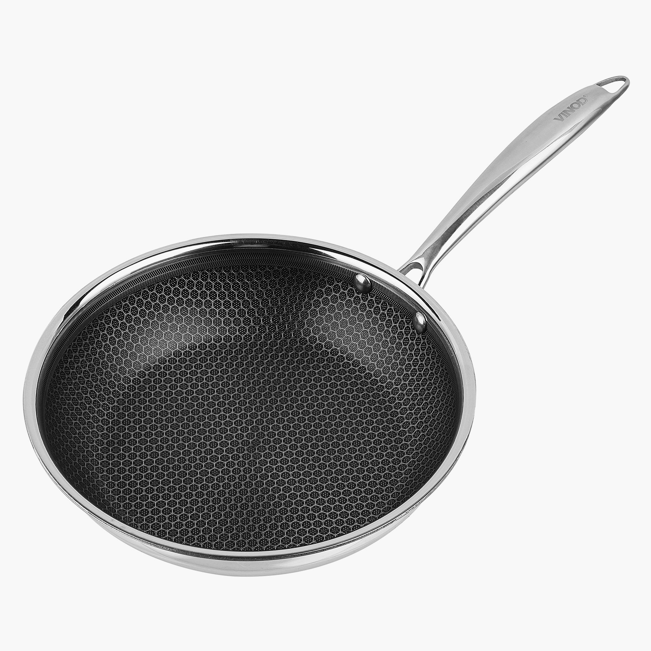 VINOD Platinum Triply Stainless Steel SAS Pro Fry Pan - 20 cm in Silver