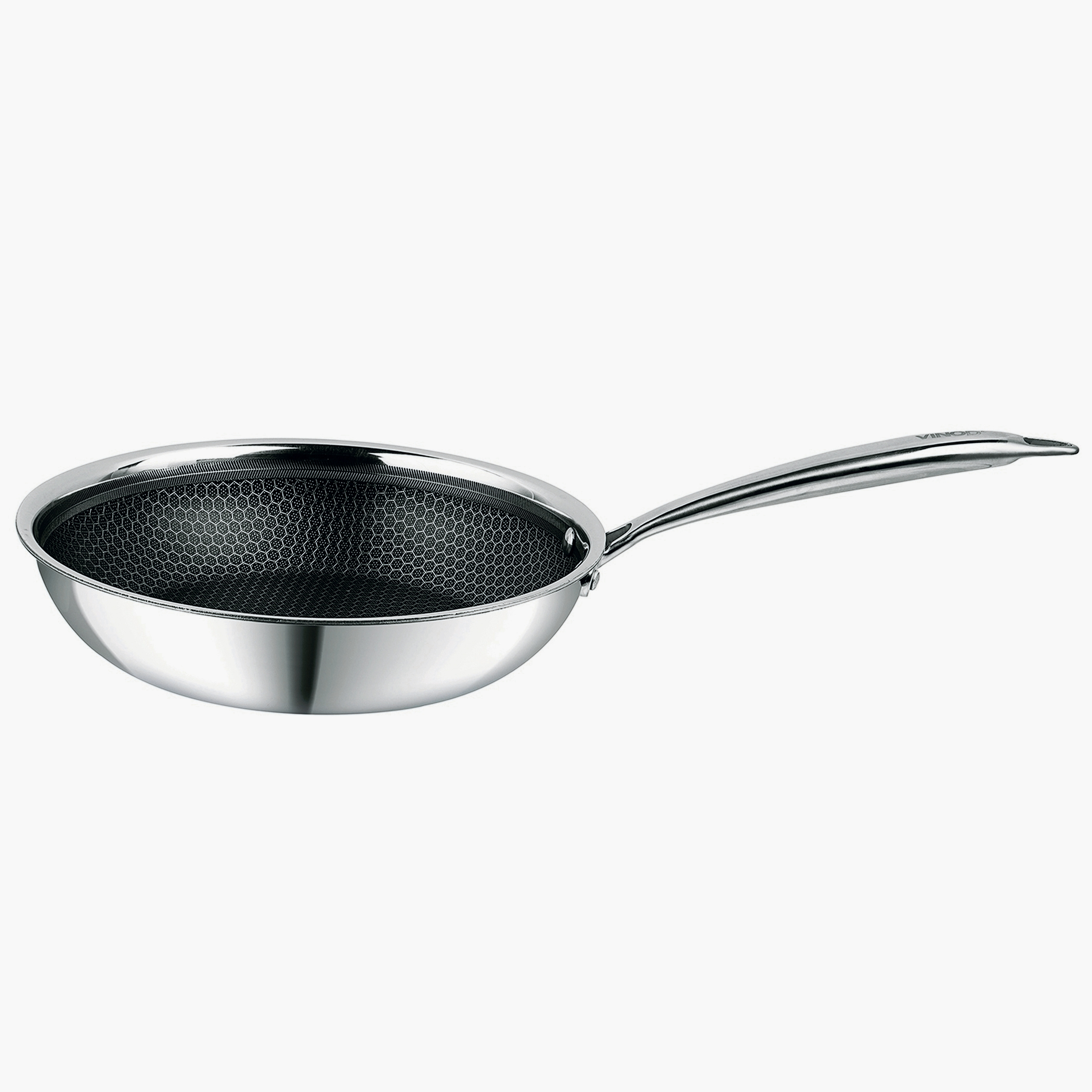 VINOD Platinum Triply Stainless Steel SAS Pro Fry Pan - 20 cm in Silver