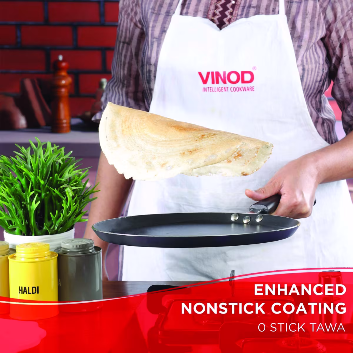 VINOD Zest Aluminium Non-Stick 5mm Thickness Dosa Tawa - 28cm in Grey