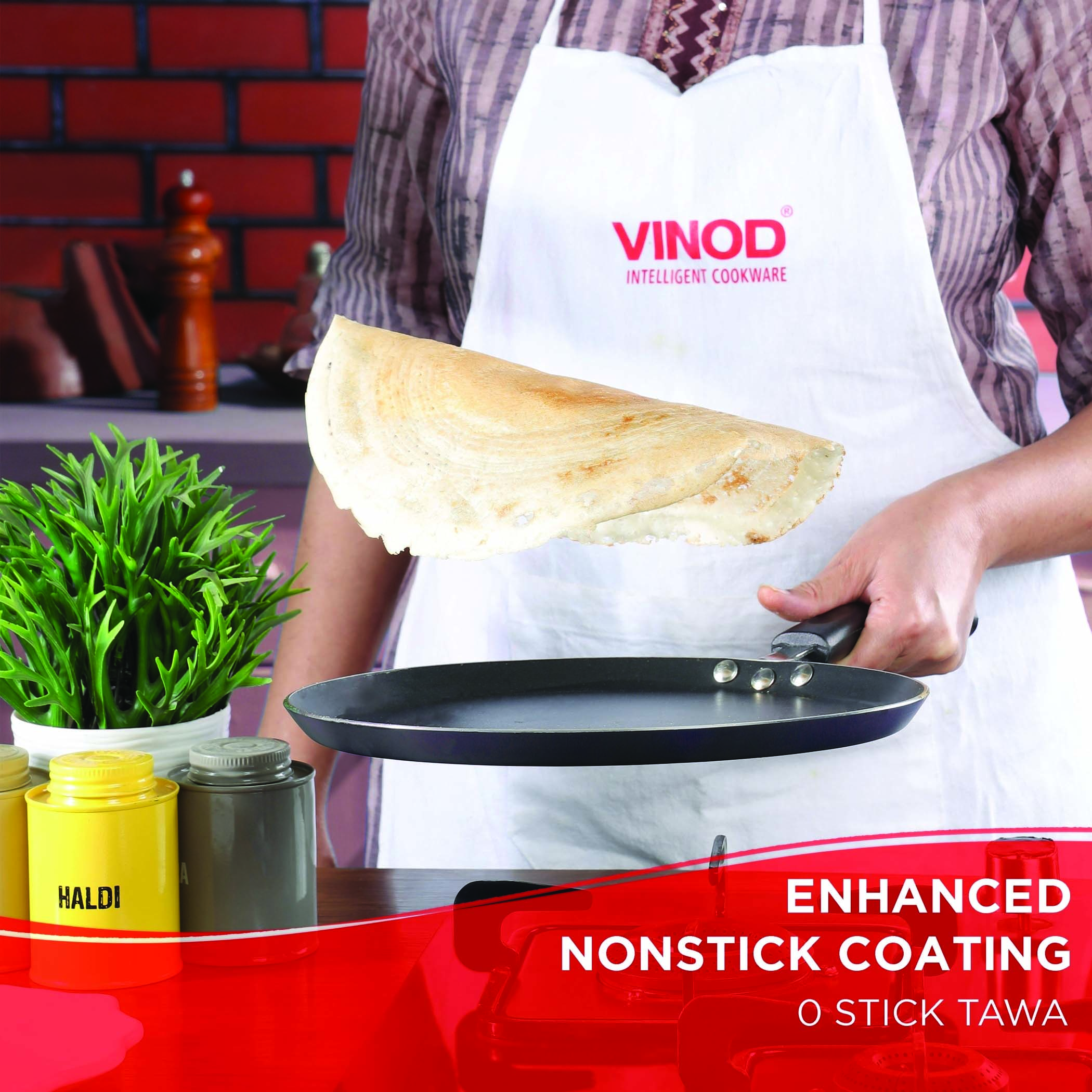 VINOD Zest Aluminium Non-Stick 5mm Thickness Dosa Tawa - 28cm in Grey