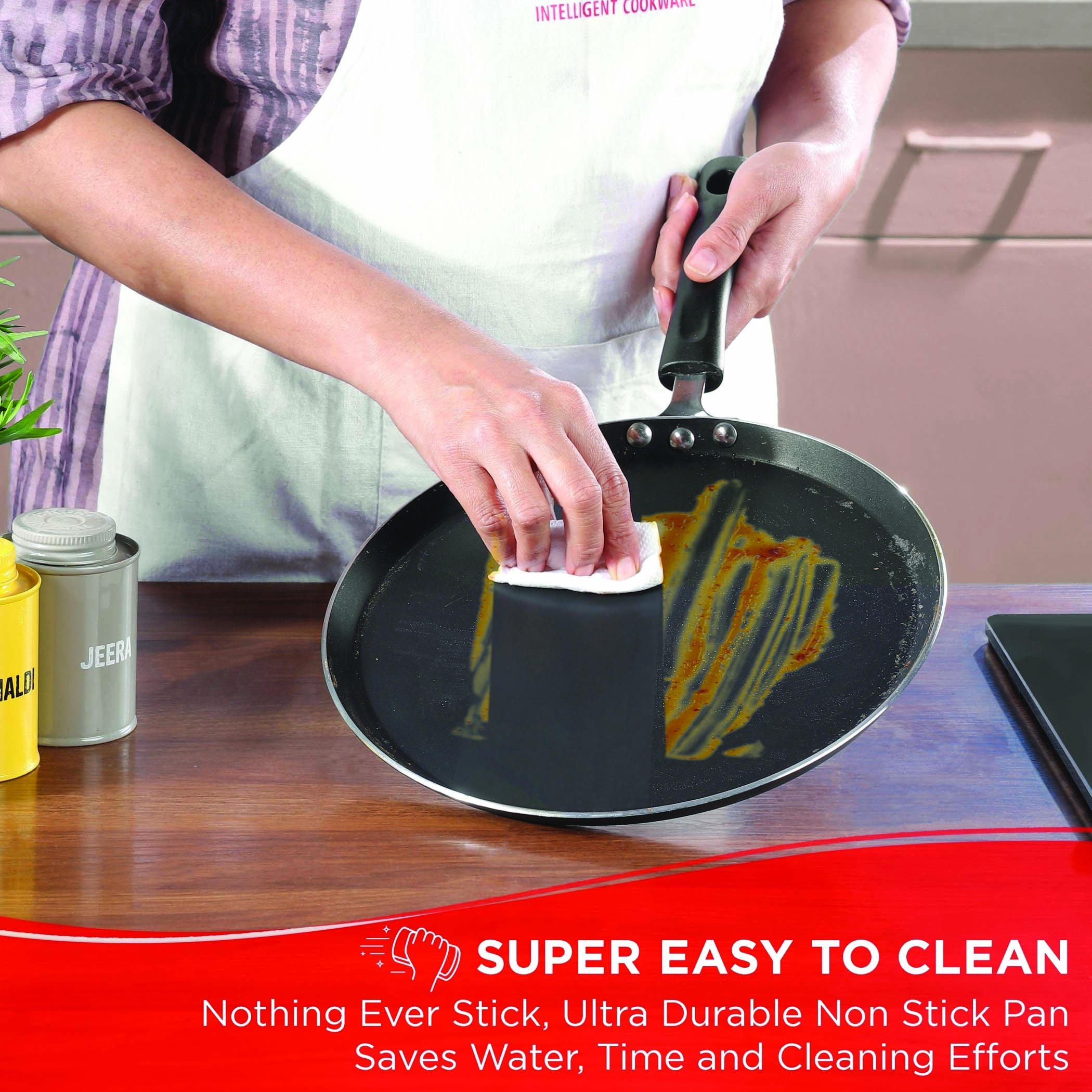 VINOD Zest Aluminium Non-Stick 5mm Thickness Dosa Tawa - 28cm in Grey