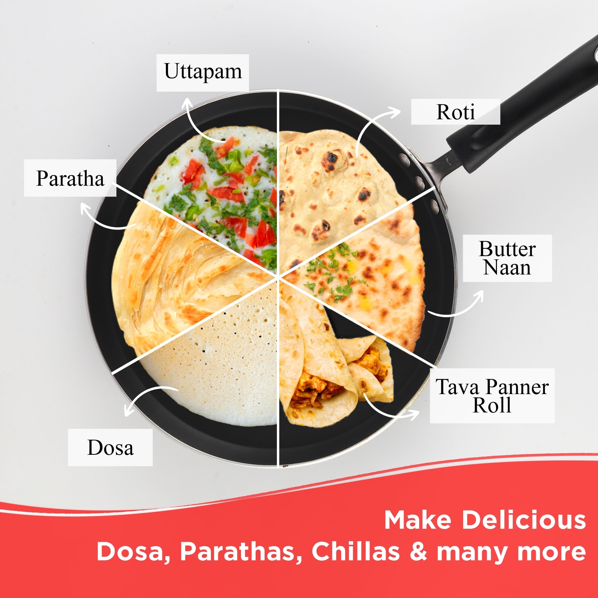 VINOD Zest Aluminium Non-Stick 5mm Thickness Dosa Tawa - 28cm in Grey