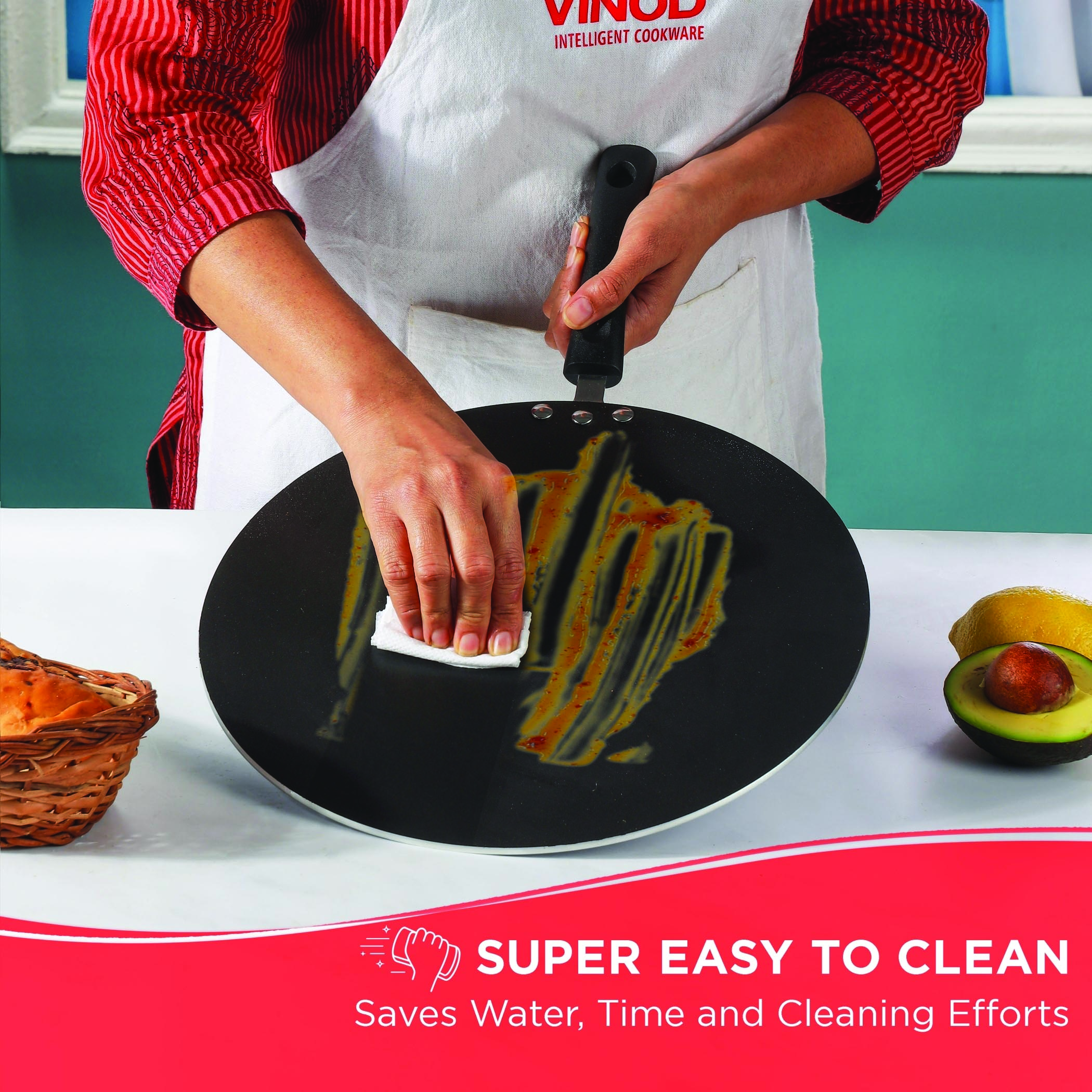 VINOD Zest Aluminium Non-Stick 4mm Thickness Flat Multi Tawa - 28cm in Grey