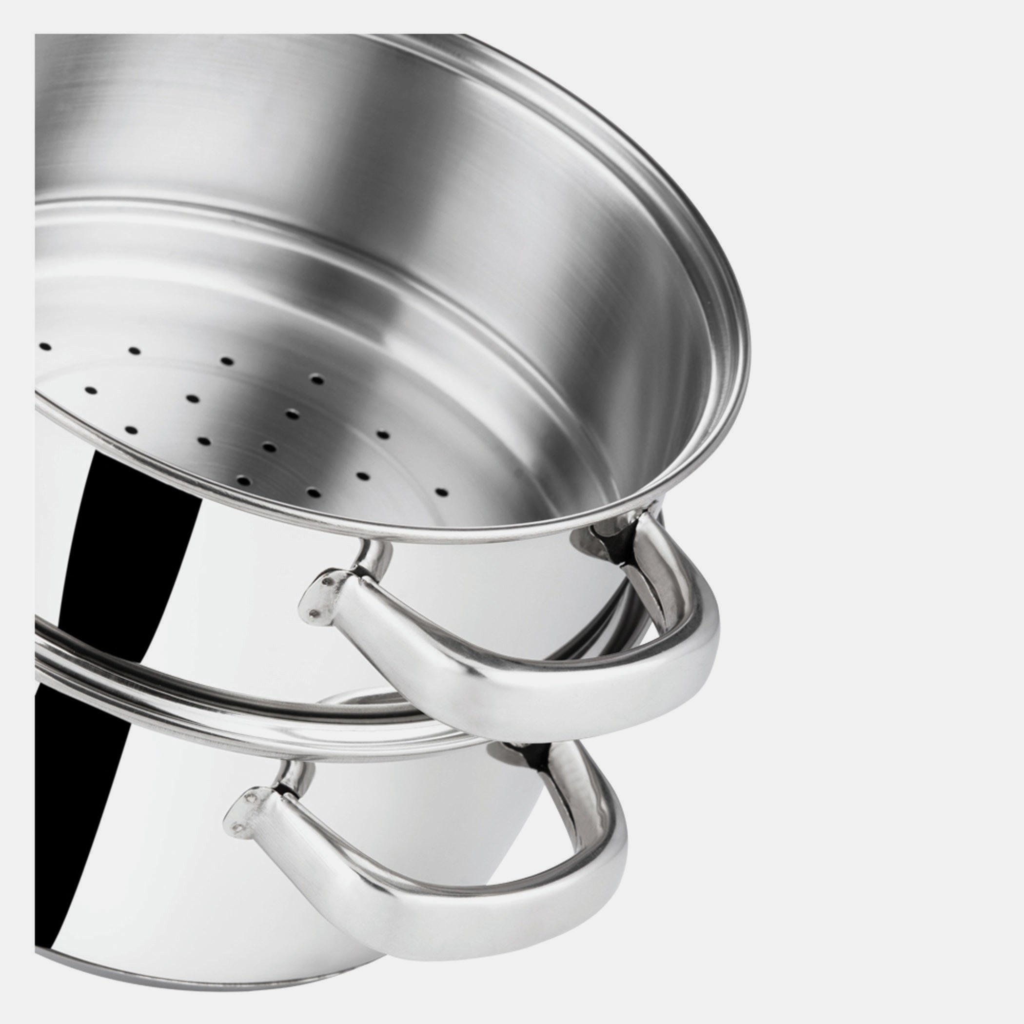 VINOD Stainless Steel 2 Tier Steamer with Glass Lid - 18cm in Silver