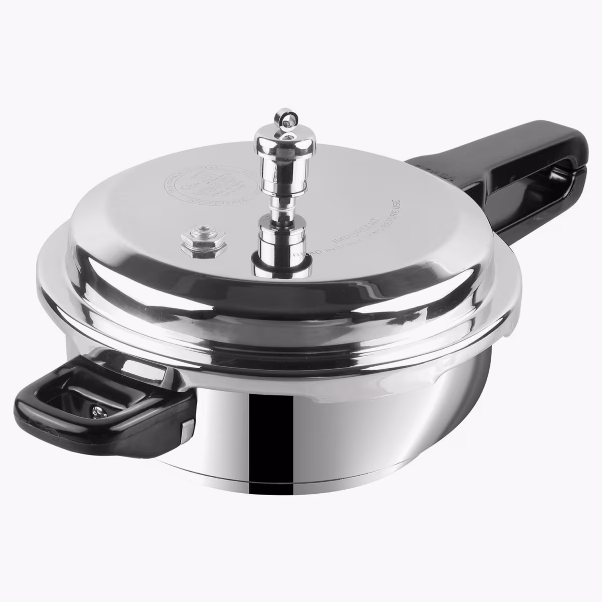 VINOD Set of 2 18/8 Stainless Steel Pressure Cooker 5L and Junior Pan Cooker 3.5L with Common Lid in Silver