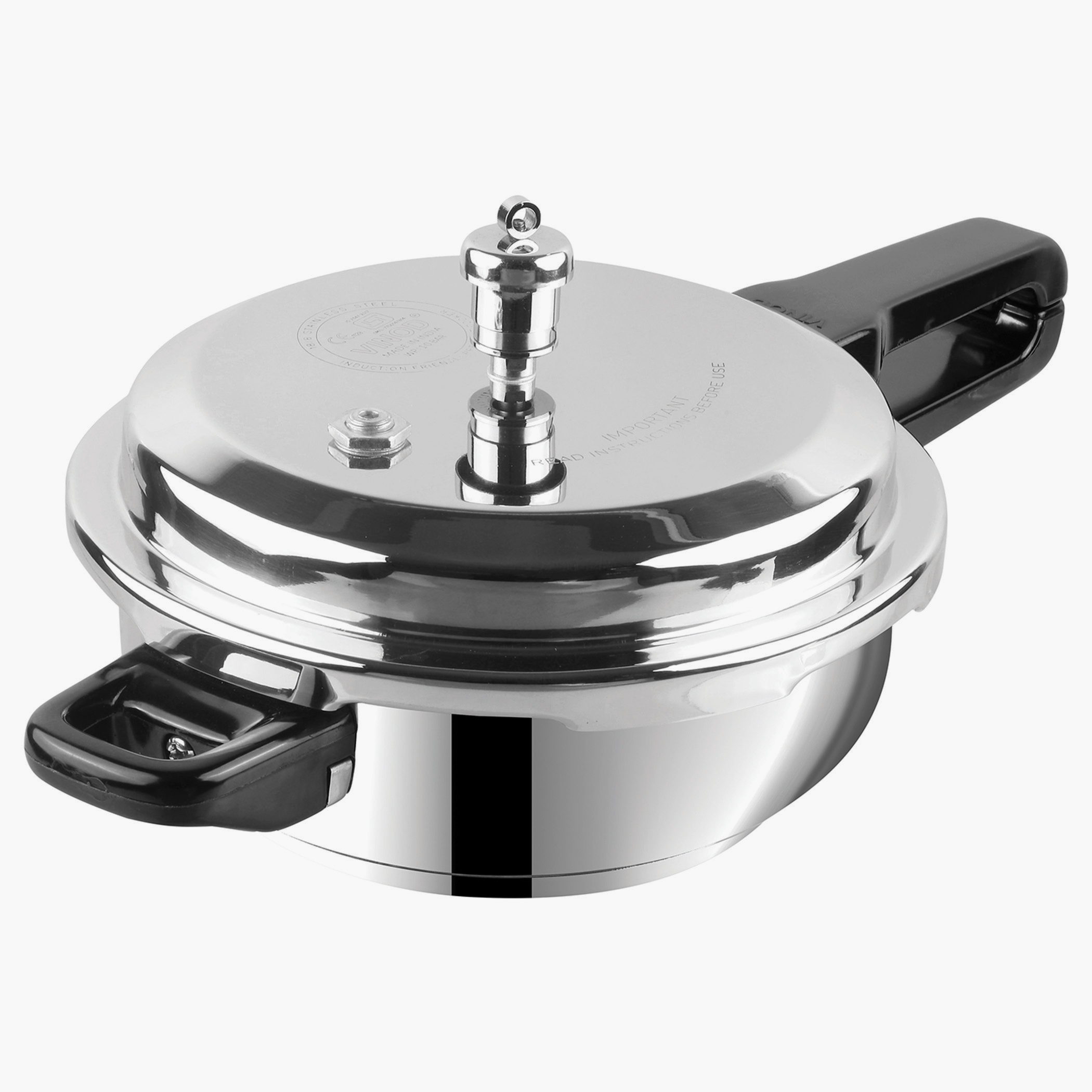 VINOD Set of 2 18/8 Stainless Steel Pressure Cooker 5L and Junior Pan Cooker 3.5L with Common Lid in Silver