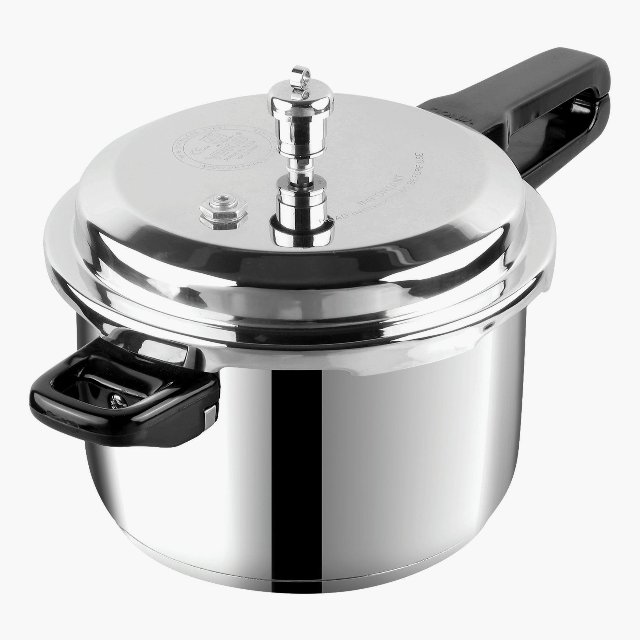 VINOD Set of 2 18/8 Stainless Steel Pressure Cooker 3L and Mini Pan Cooker 2L with Common Lid in Silver