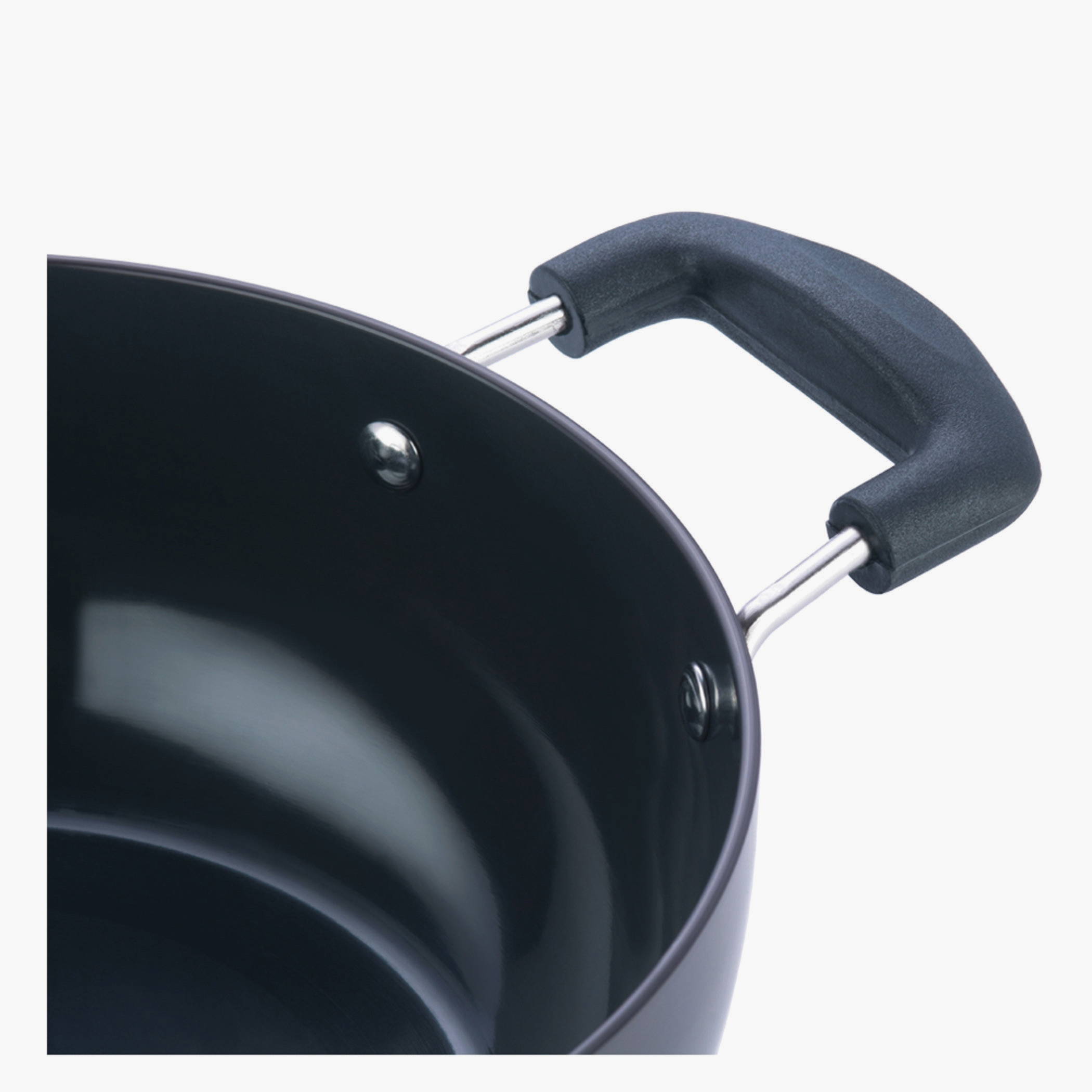 VINOD Aluminium Hard Anodized Deep Kadai with Glass Lid - 22cm, 2.6L in Black