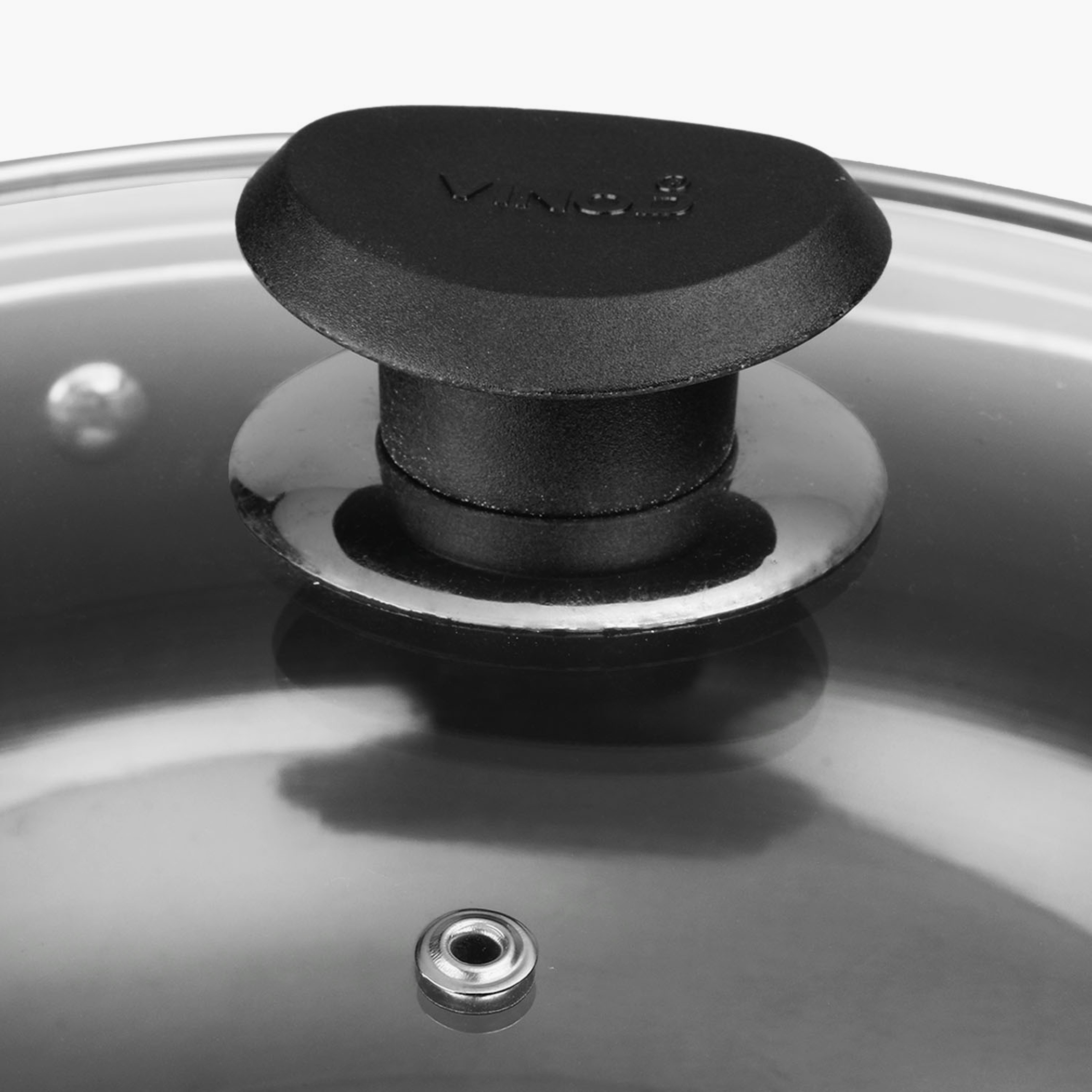 VINOD Aluminium Hard Anodized Deep Kadai with Glass Lid - 26cm, 4.1L in Black