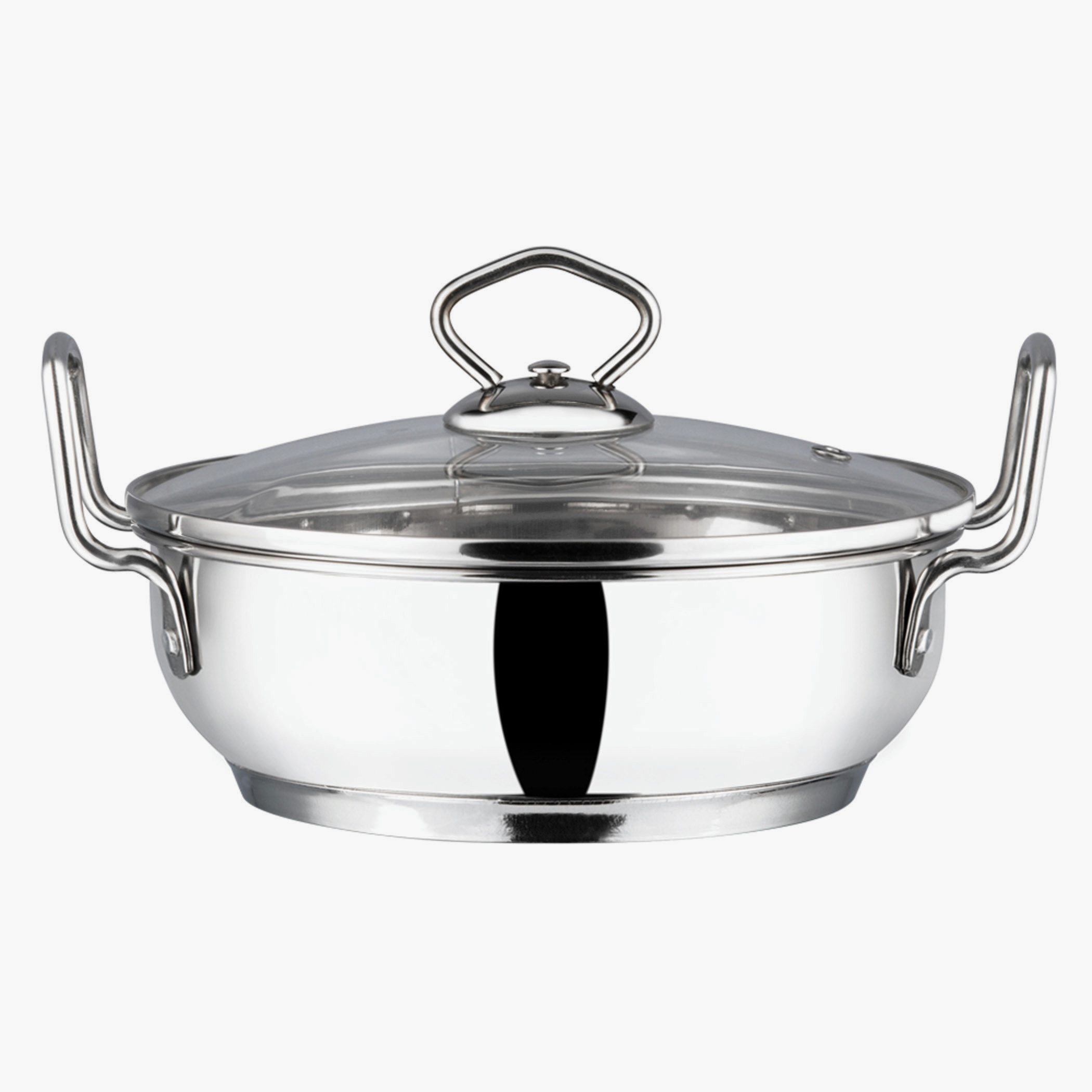 VINOD Stainless Steel Kadai with Glass Lid - 20cm, 1.7L in Silver