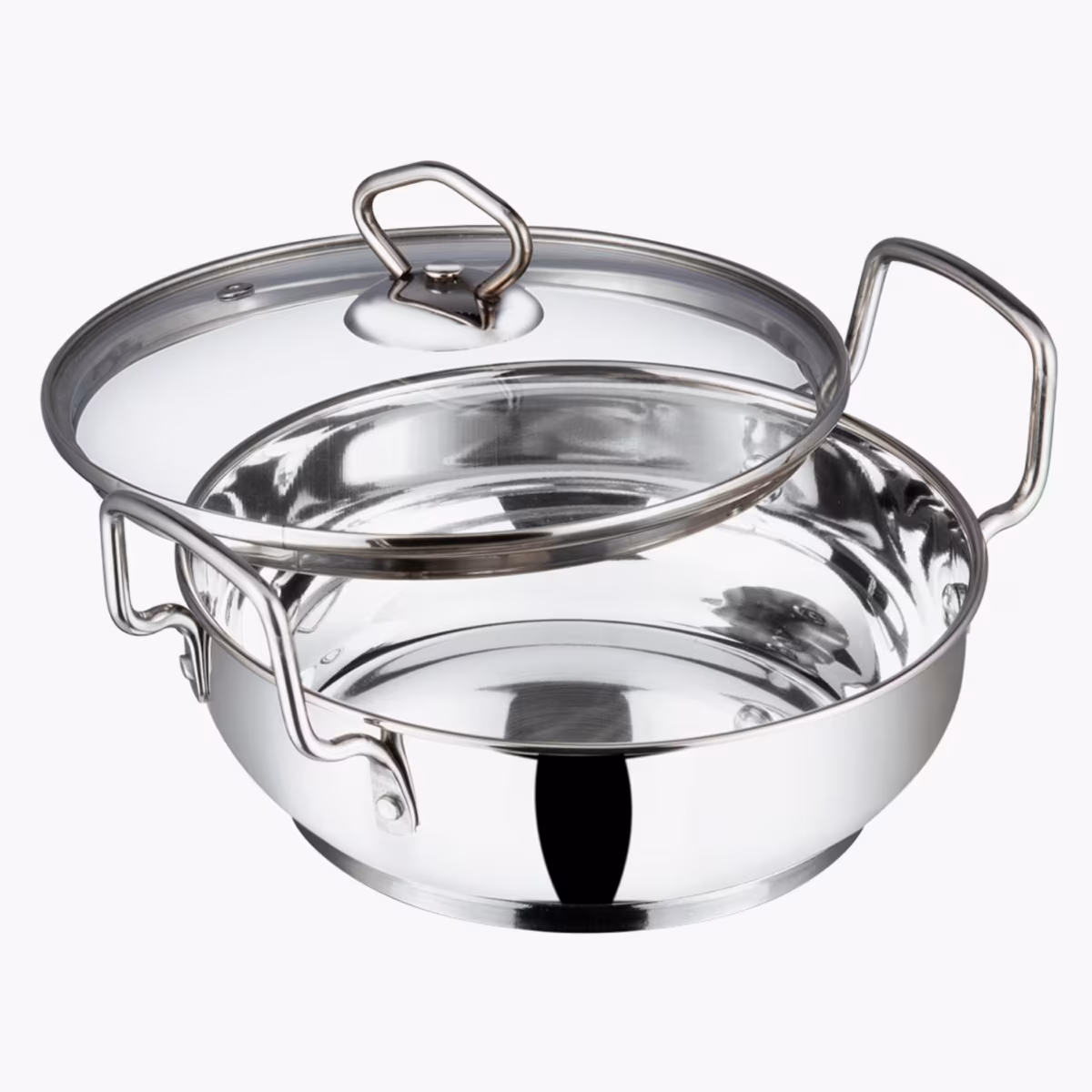VINOD Stainless Steel Kadai with Glass Lid - 24cm, 2.7L in Silver