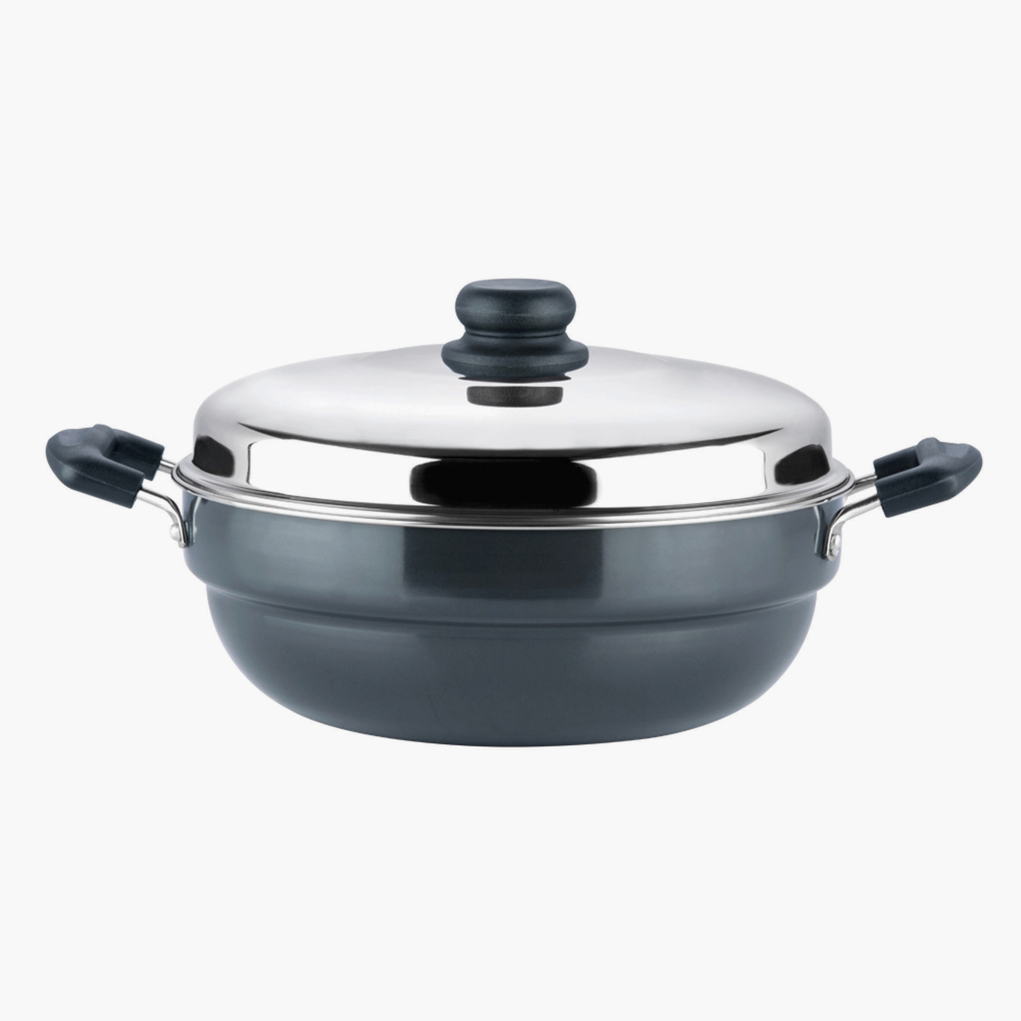 VINOD 6Pcs Aluminium Hard Anodized Multi Kadai in Black