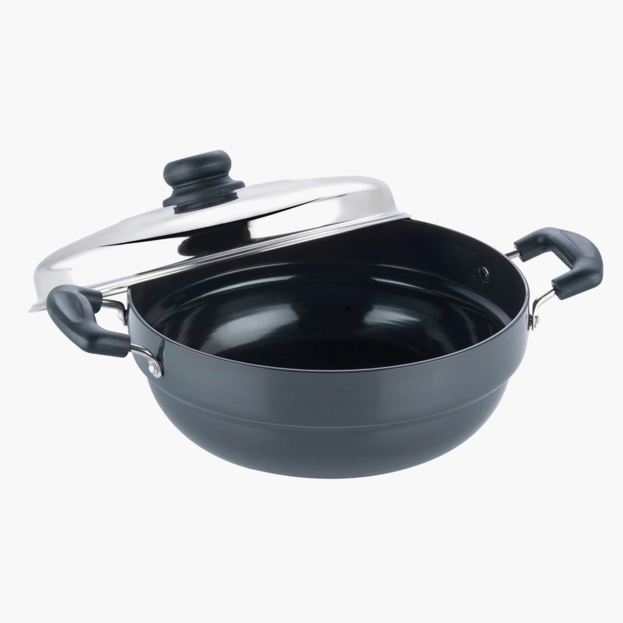 VINOD 6Pcs Aluminium Hard Anodized Multi Kadai in Black