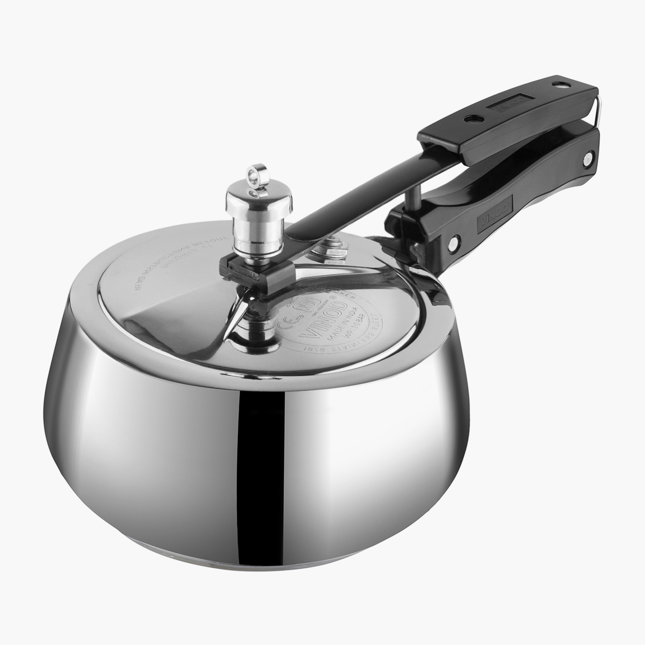 VINOD Europa 18/8 Stainless Steel Inner Lid Pressure Cooker - 1.5L in Silver