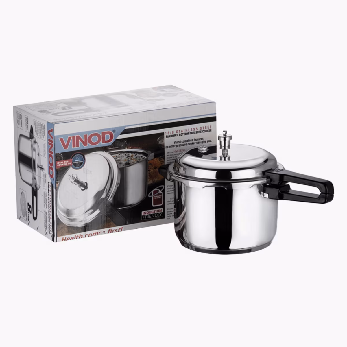 VINOD 18/8 Stainless Steel Pressure Cooker - 5L in Silver